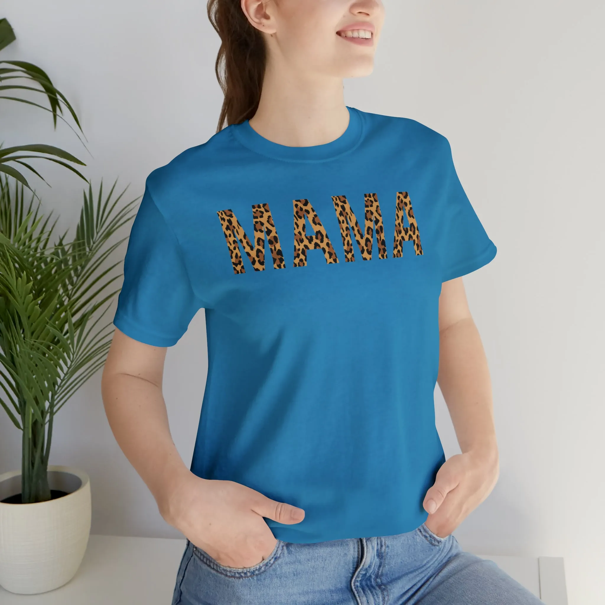 Mama Leopard T-Shirt | Love Mom Tee |  Bella Canvas 3001 Unisex |  Mama Short Sleeve Tshirt