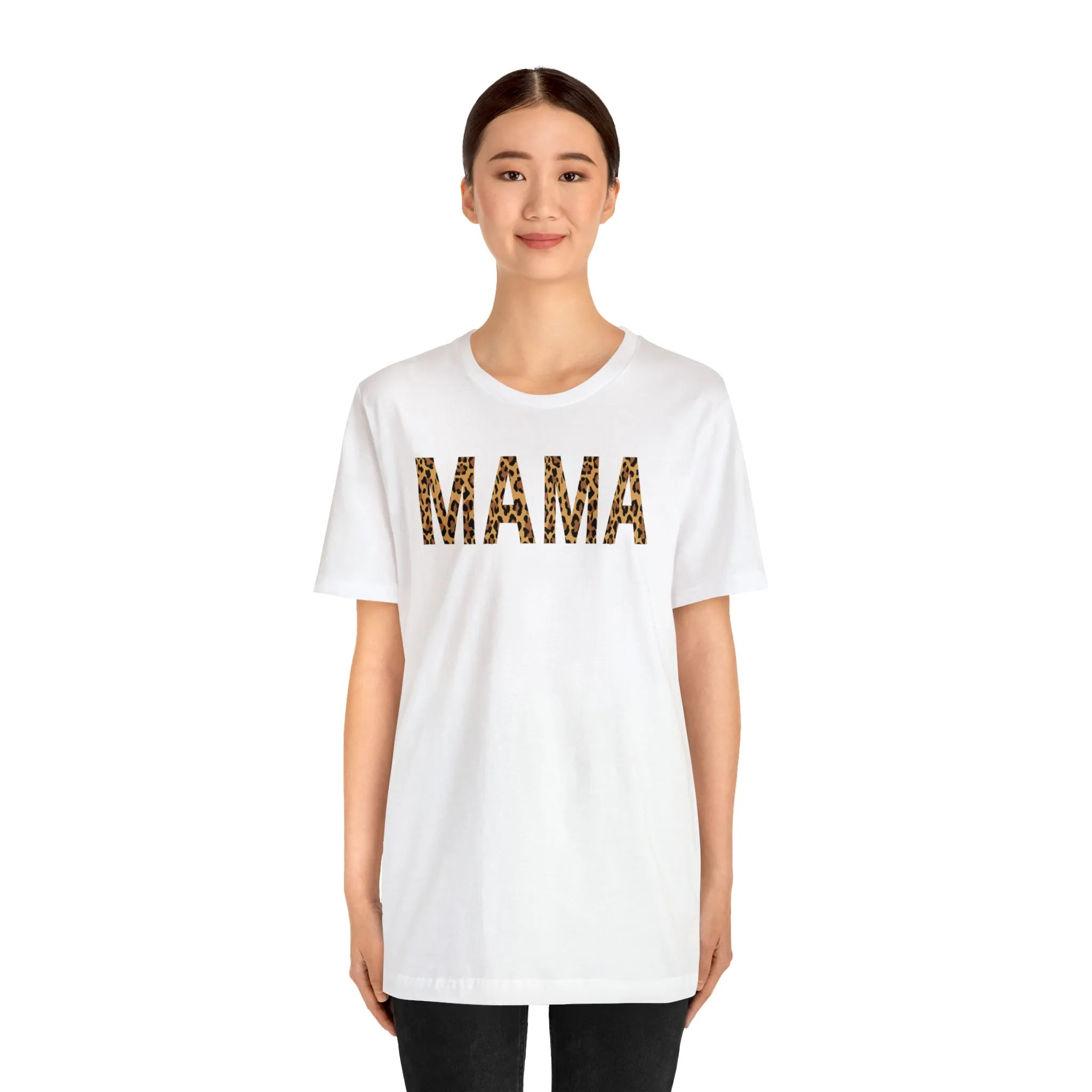 Mama Leopard T-Shirt | Love Mom Tee |  Bella Canvas 3001 Unisex |  Mama Short Sleeve Tshirt