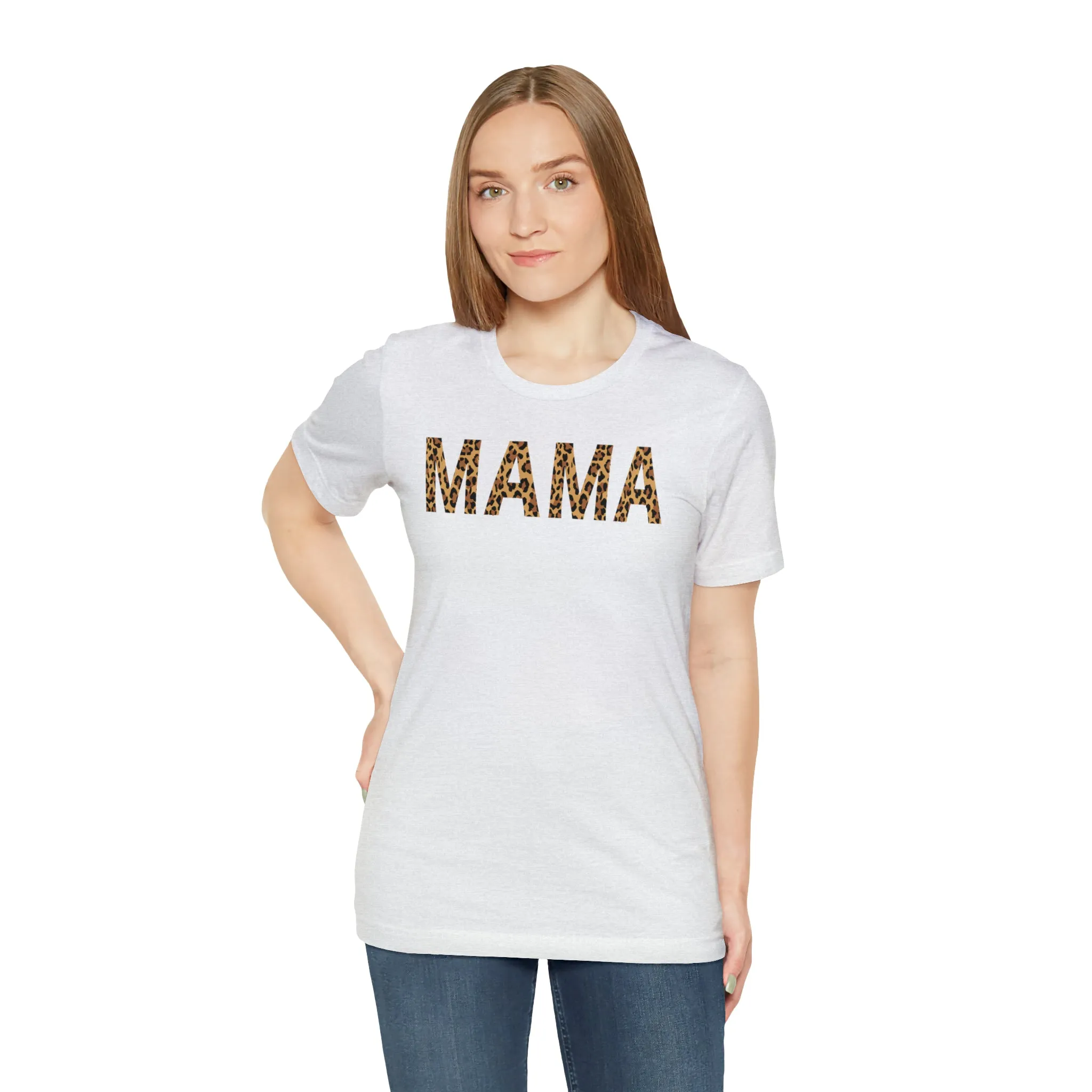 Mama Leopard T-Shirt | Love Mom Tee |  Bella Canvas 3001 Unisex |  Mama Short Sleeve Tshirt