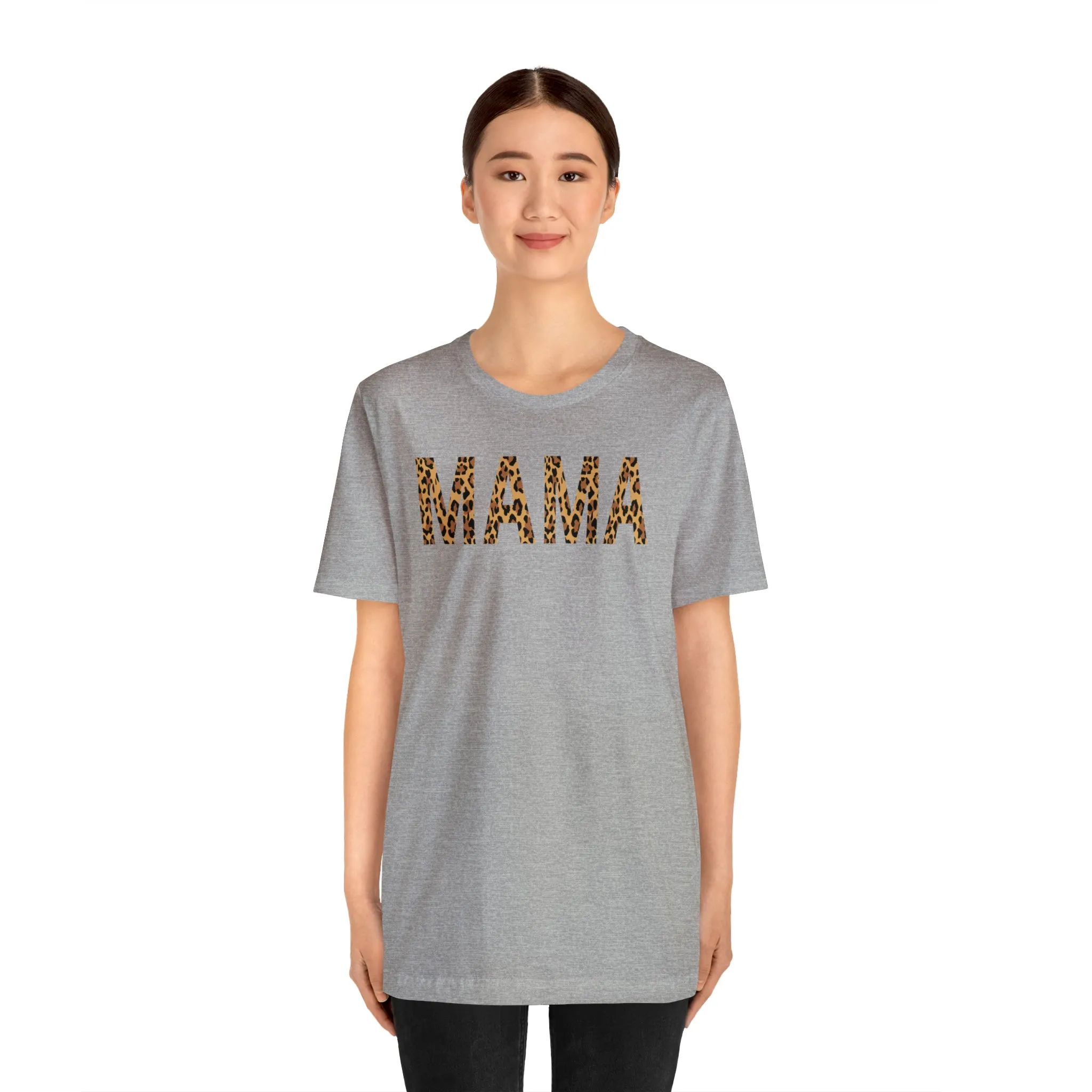 Mama Leopard T-Shirt | Love Mom Tee |  Bella Canvas 3001 Unisex |  Mama Short Sleeve Tshirt