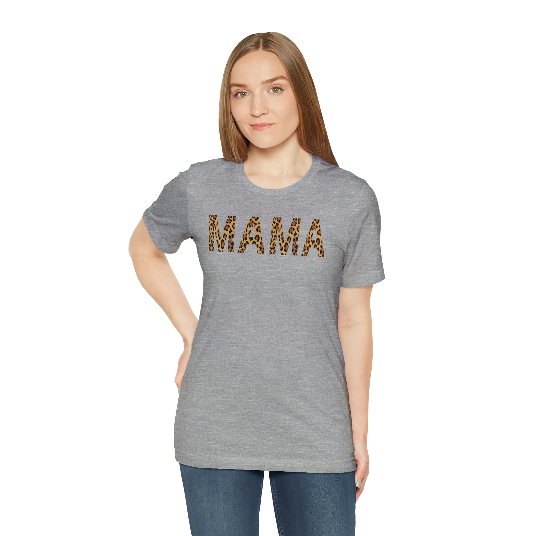 Mama Leopard T-Shirt | Love Mom Tee |  Bella Canvas 3001 Unisex |  Mama Short Sleeve Tshirt