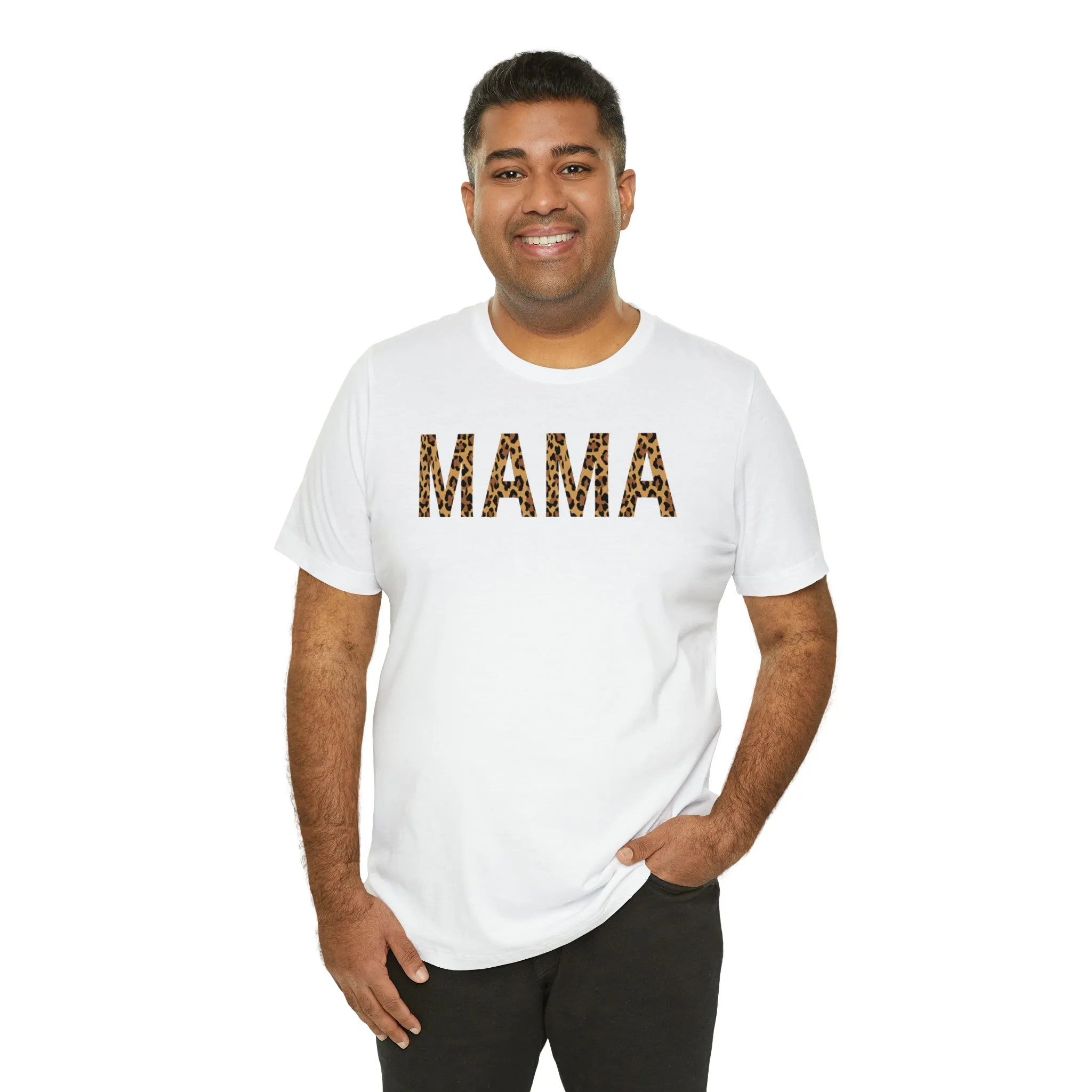 Mama Leopard T-Shirt | Love Mom Tee |  Bella Canvas 3001 Unisex |  Mama Short Sleeve Tshirt