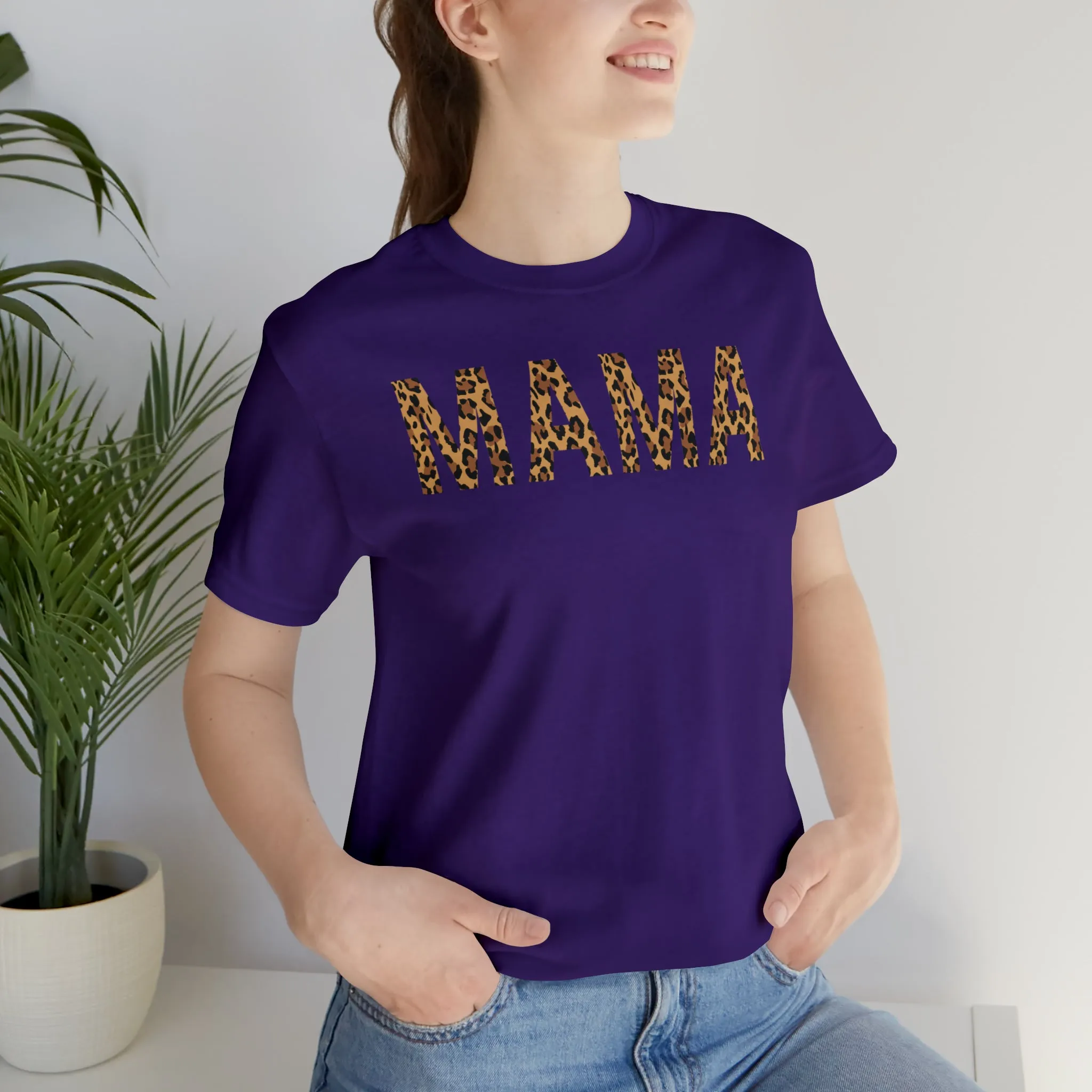 Mama Leopard T-Shirt | Love Mom Tee |  Bella Canvas 3001 Unisex |  Mama Short Sleeve Tshirt