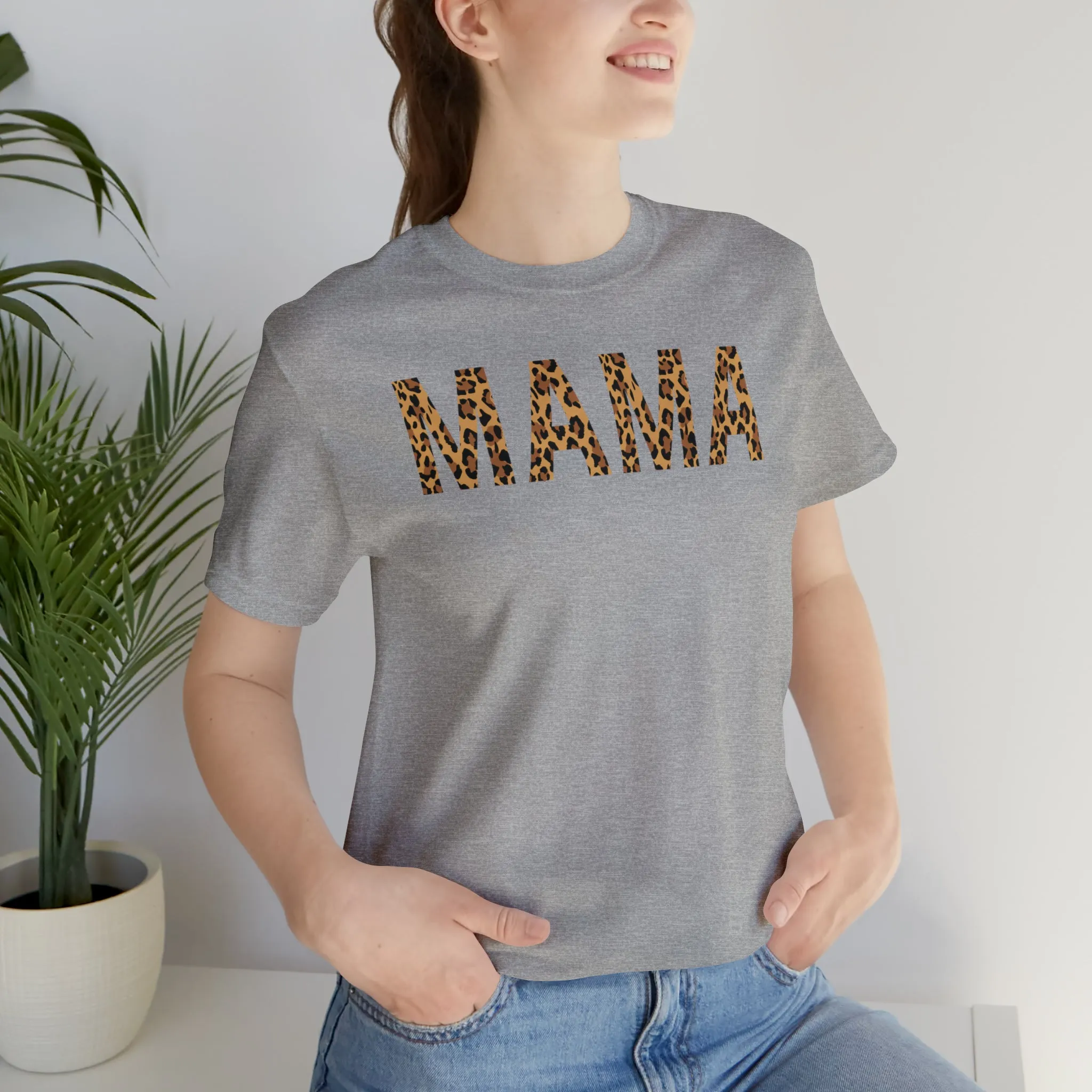 Mama Leopard T-Shirt | Love Mom Tee |  Bella Canvas 3001 Unisex |  Mama Short Sleeve Tshirt