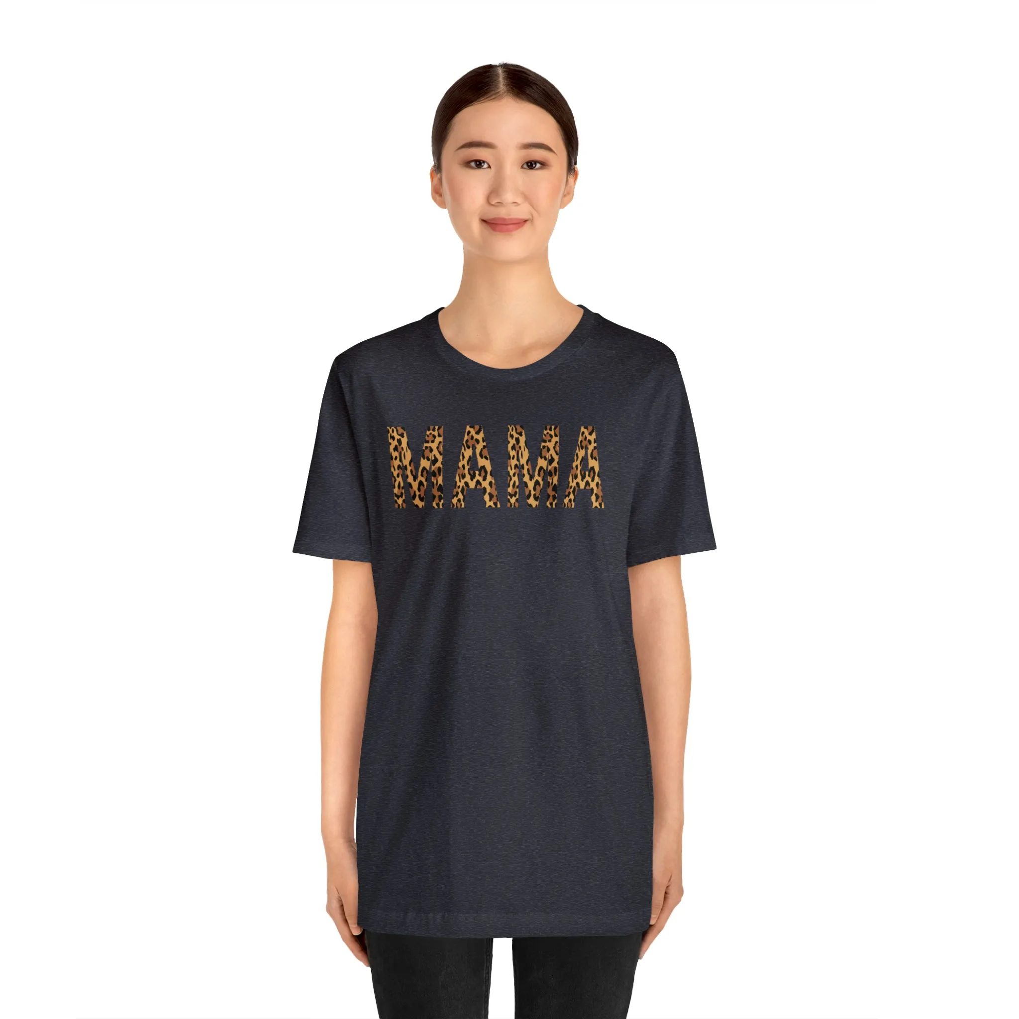 Mama Leopard T-Shirt | Love Mom Tee |  Bella Canvas 3001 Unisex |  Mama Short Sleeve Tshirt