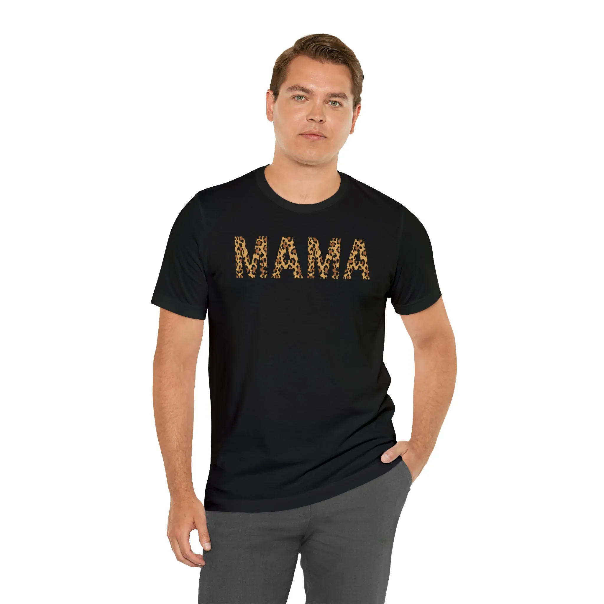 Mama Leopard T-Shirt | Love Mom Tee |  Bella Canvas 3001 Unisex |  Mama Short Sleeve Tshirt