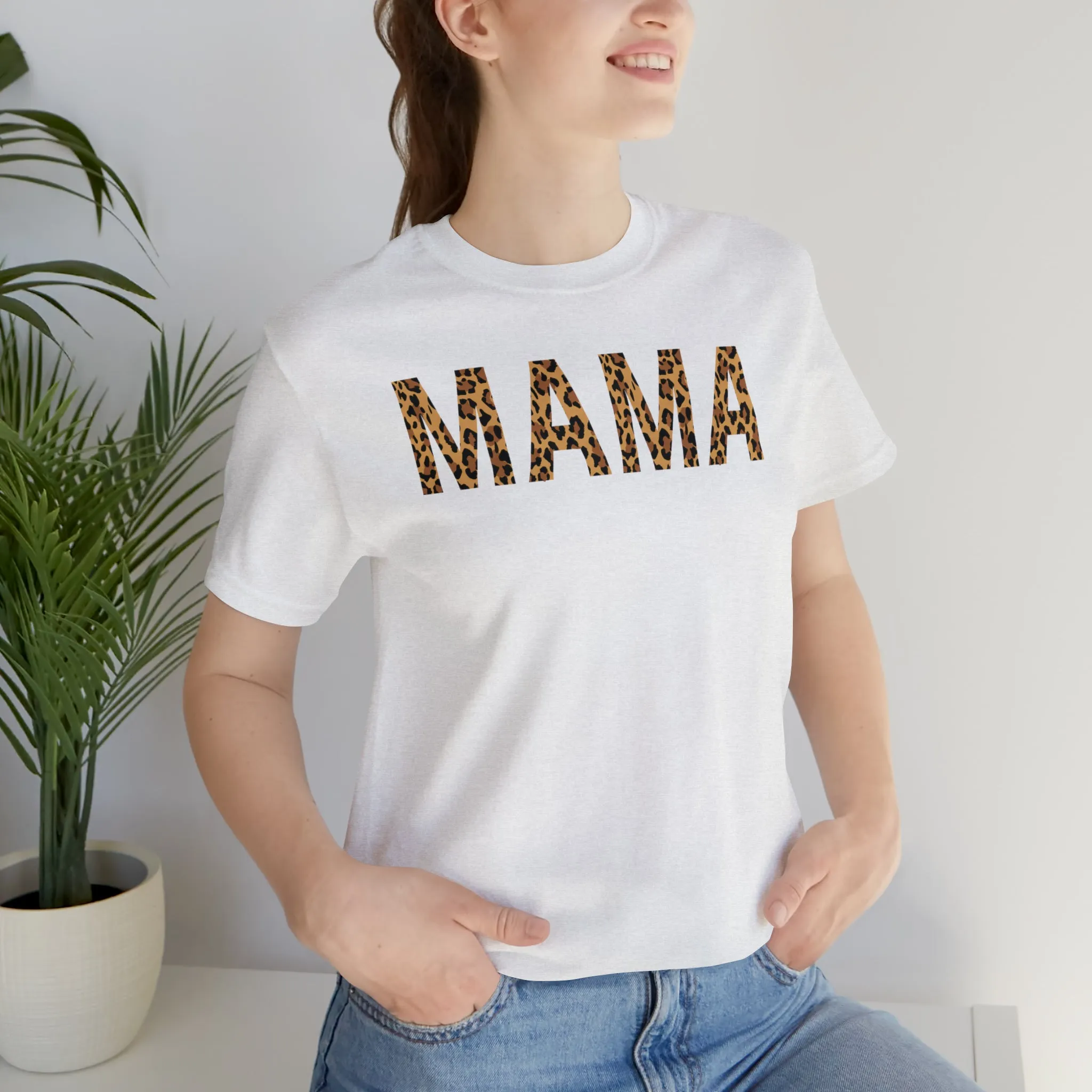 Mama Leopard T-Shirt | Love Mom Tee |  Bella Canvas 3001 Unisex |  Mama Short Sleeve Tshirt