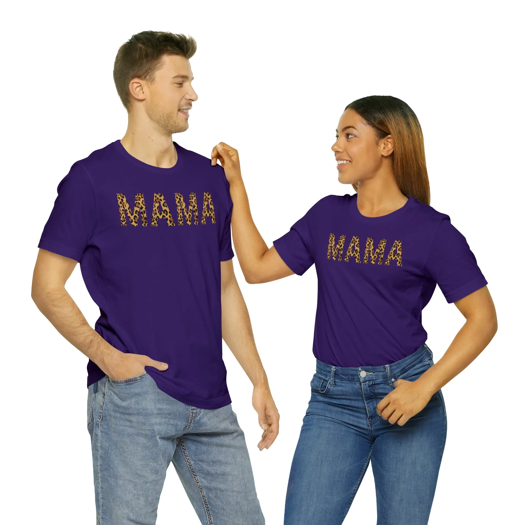 Mama Leopard T-Shirt | Love Mom Tee |  Bella Canvas 3001 Unisex |  Mama Short Sleeve Tshirt
