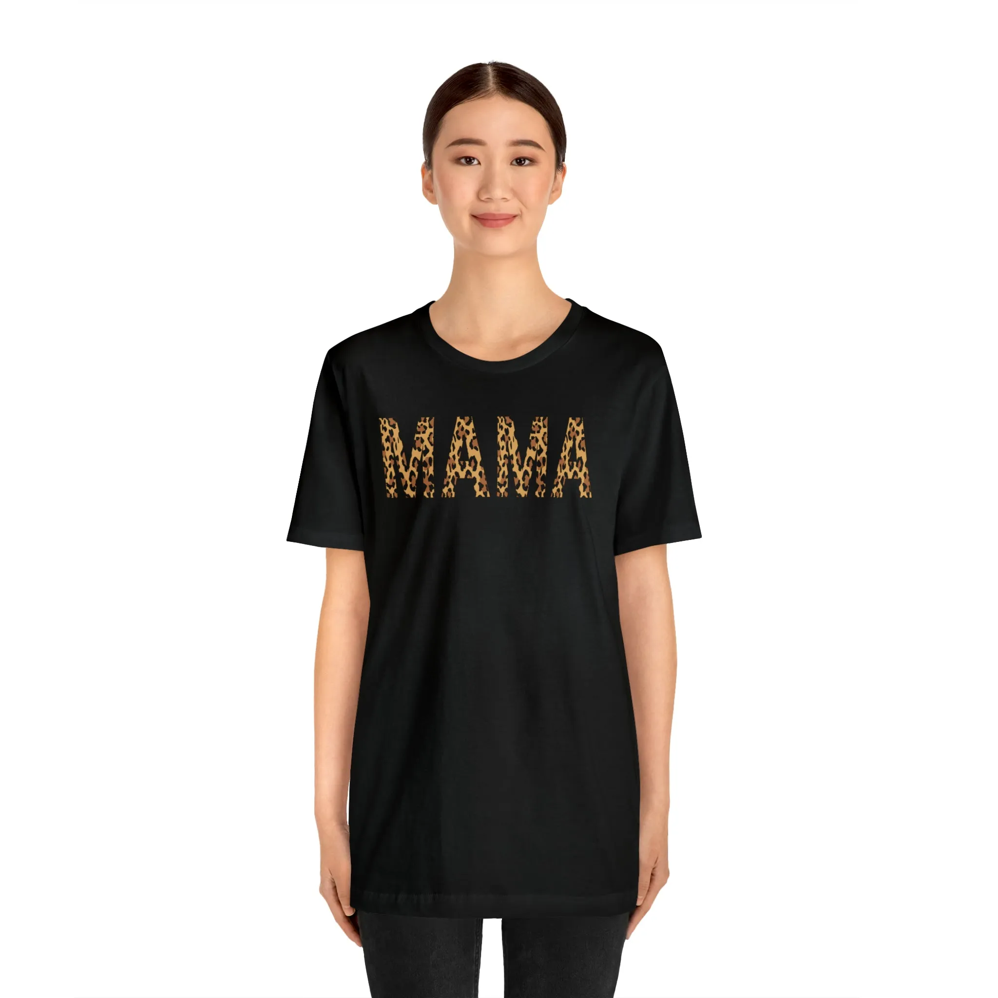Mama Leopard T-Shirt | Love Mom Tee |  Bella Canvas 3001 Unisex |  Mama Short Sleeve Tshirt