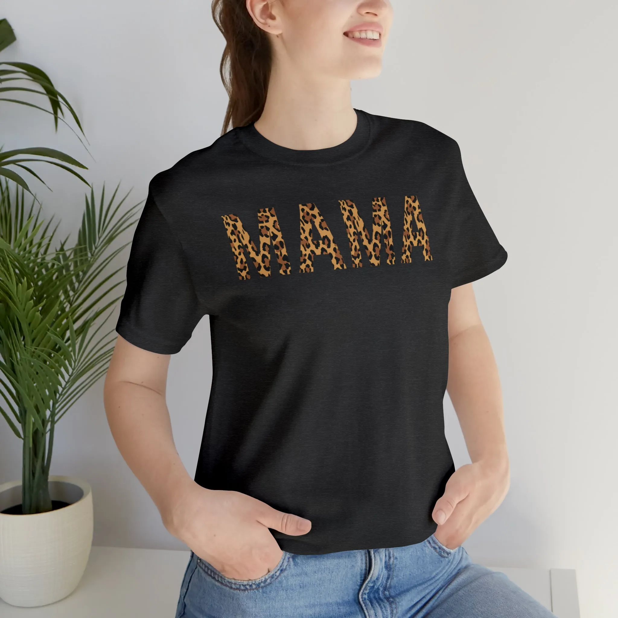 Mama Leopard T-Shirt | Love Mom Tee |  Bella Canvas 3001 Unisex |  Mama Short Sleeve Tshirt