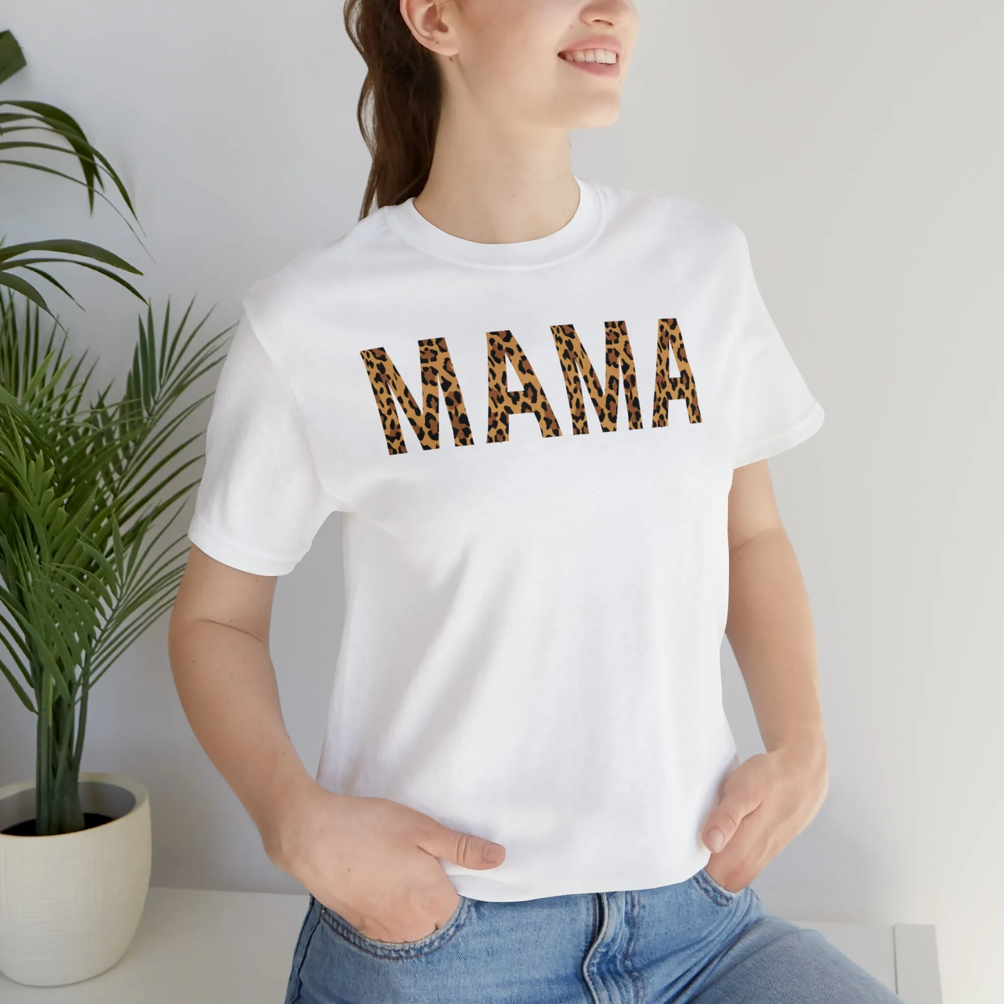 Mama Leopard T-Shirt | Love Mom Tee |  Bella Canvas 3001 Unisex |  Mama Short Sleeve Tshirt