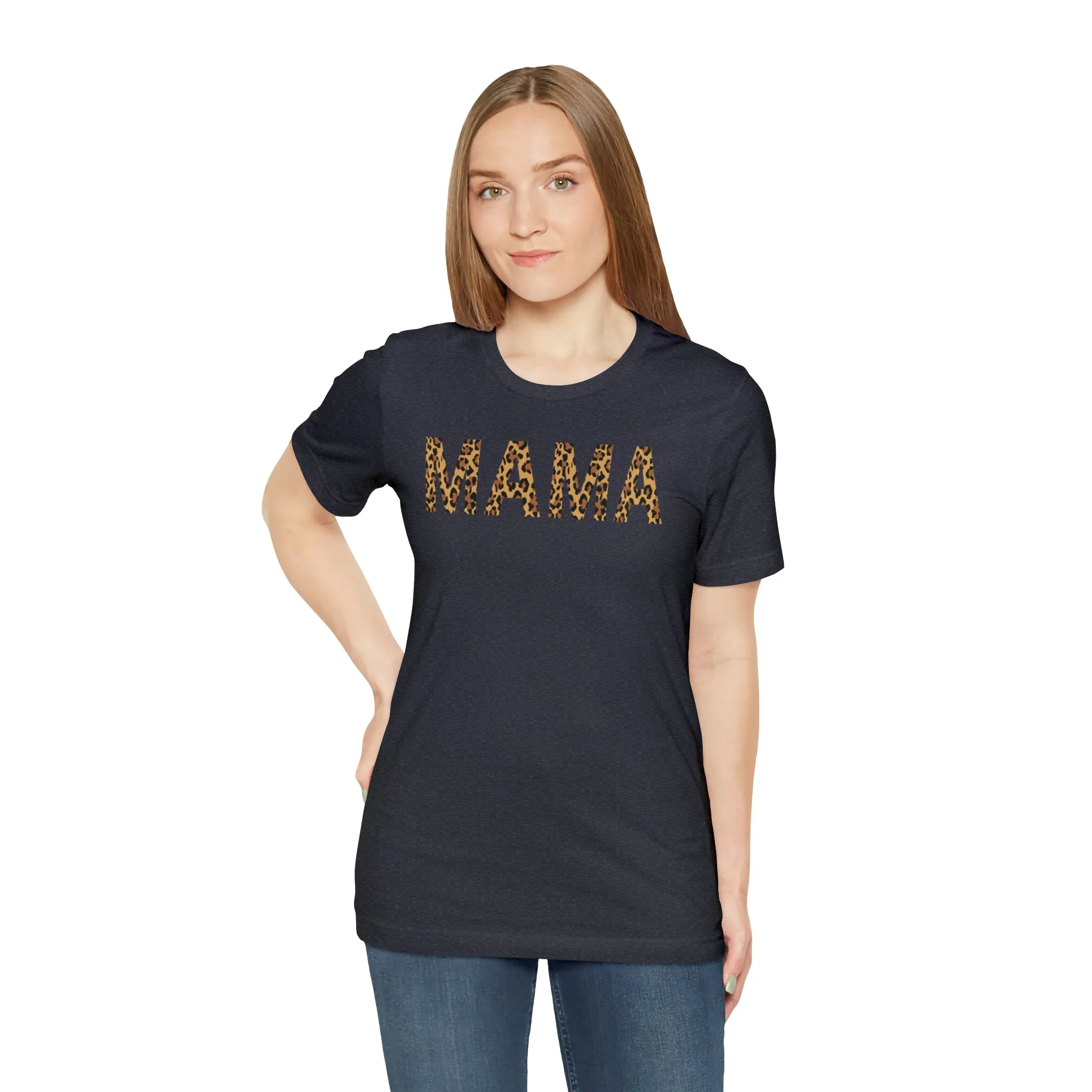 Mama Leopard T-Shirt | Love Mom Tee |  Bella Canvas 3001 Unisex |  Mama Short Sleeve Tshirt