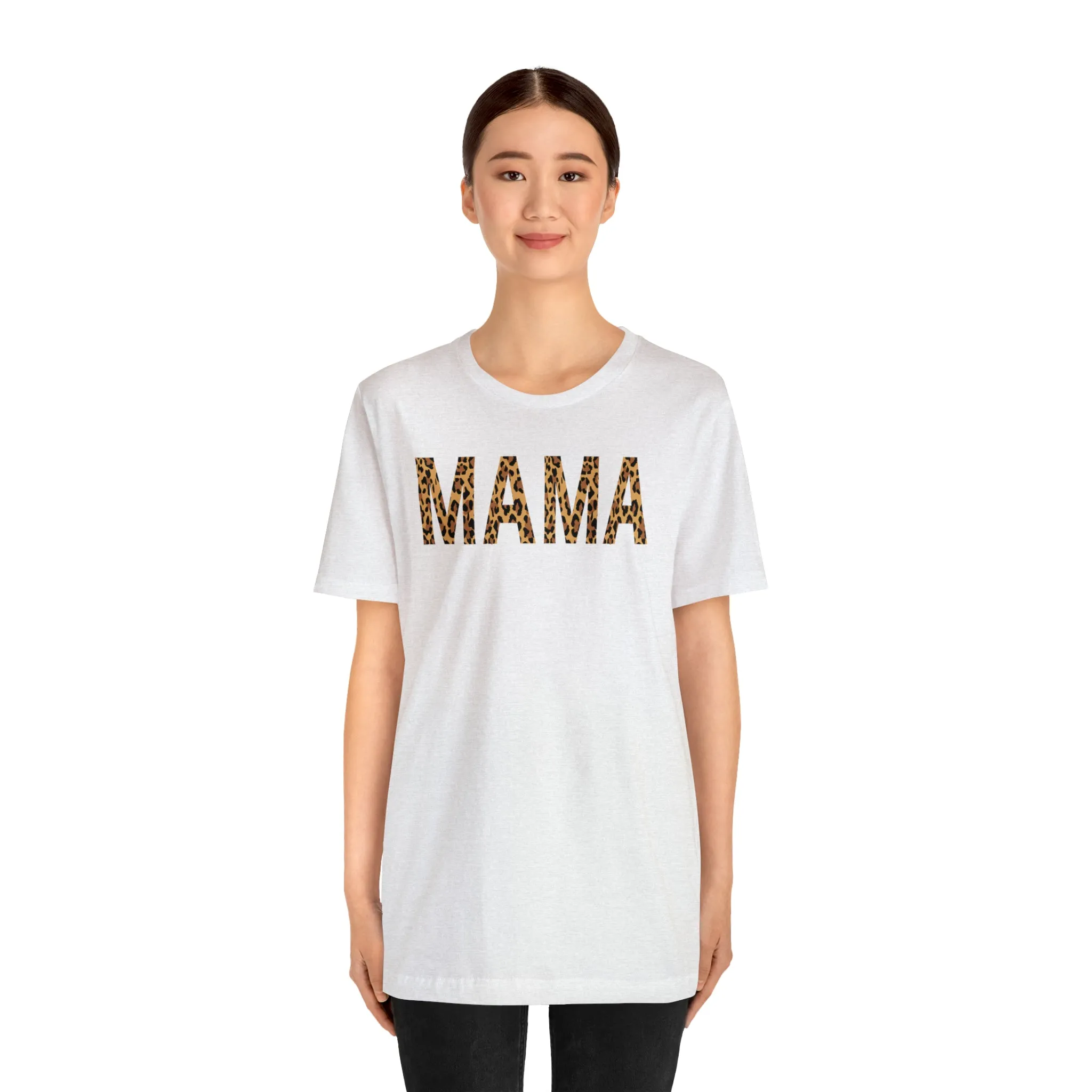 Mama Leopard T-Shirt | Love Mom Tee |  Bella Canvas 3001 Unisex |  Mama Short Sleeve Tshirt
