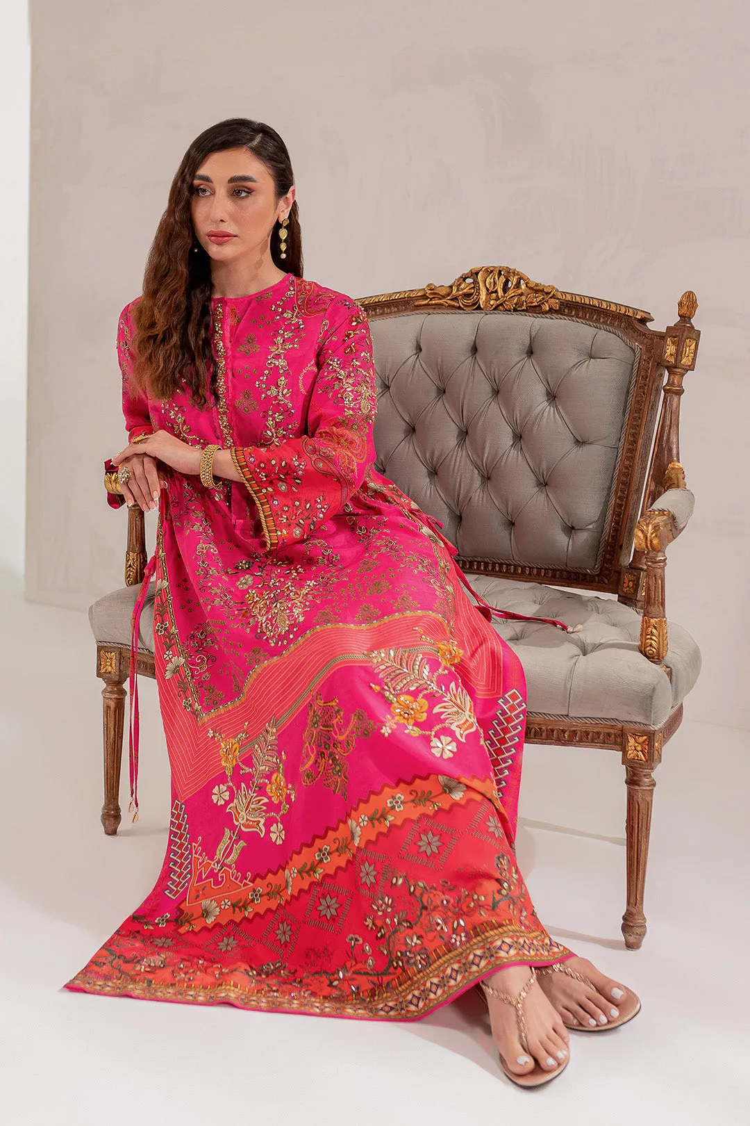 Maria B Pakistani Eid Dress in Raw Silk Kameez Trouser Style