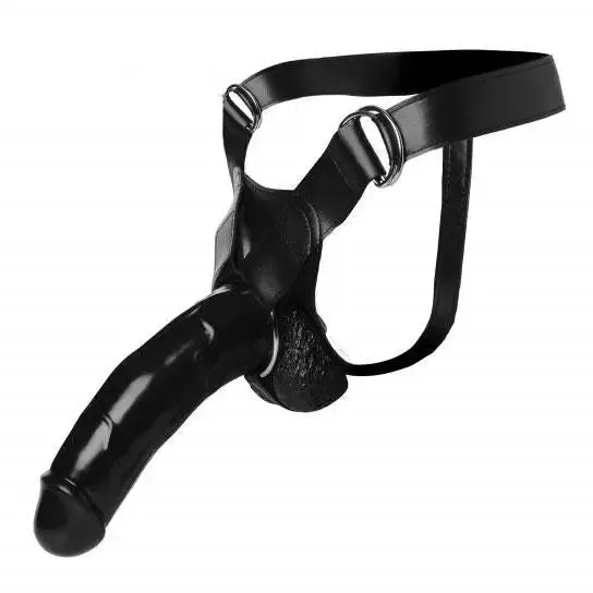 Master Series 9-inch Hollow Black Strap-on Dildo for Couples