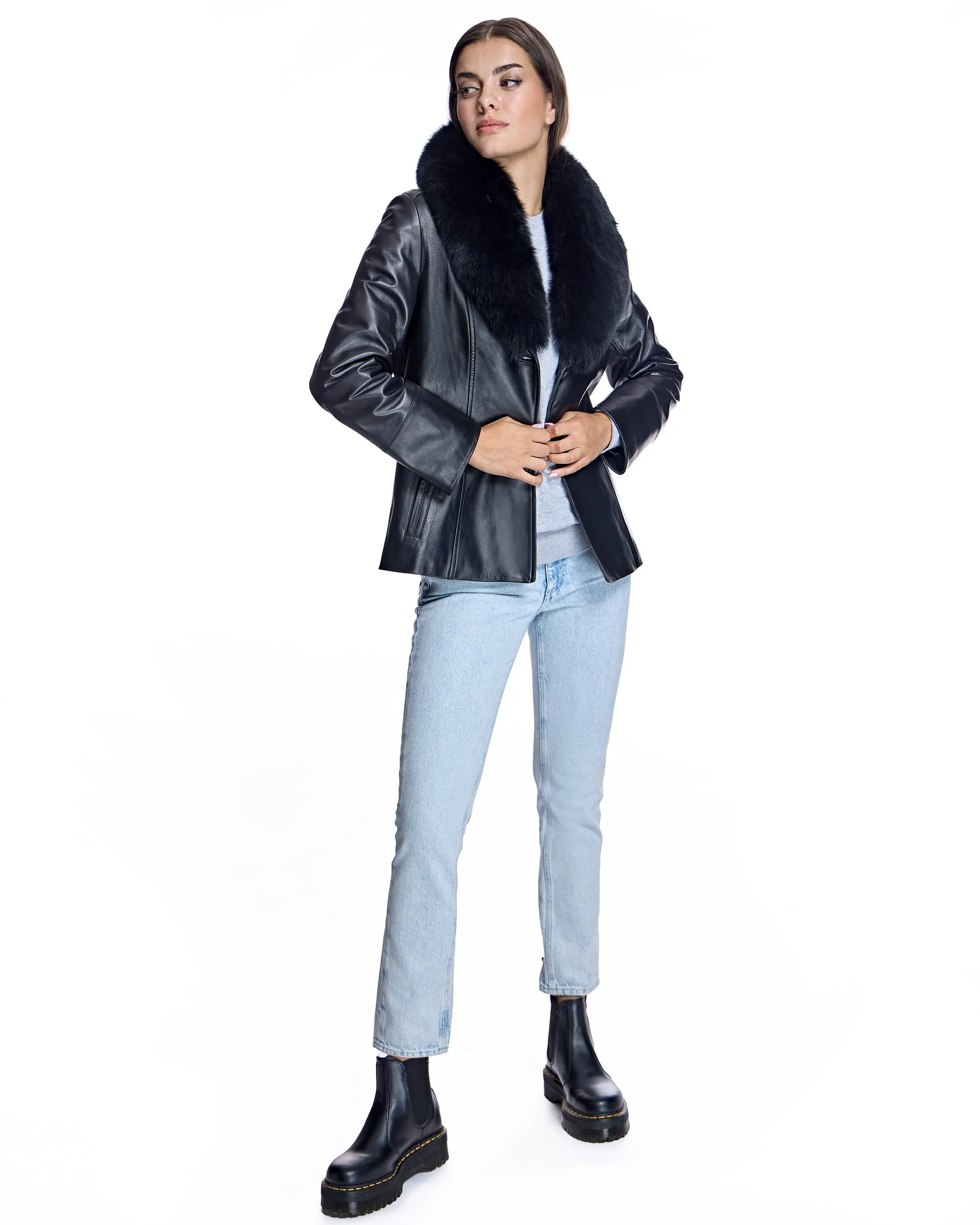 Maximilian Fur-Trimmed Leather Jacket