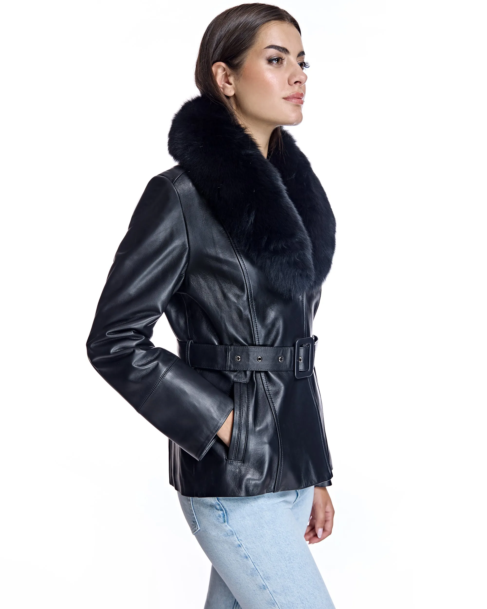 Maximilian Fur-Trimmed Leather Jacket