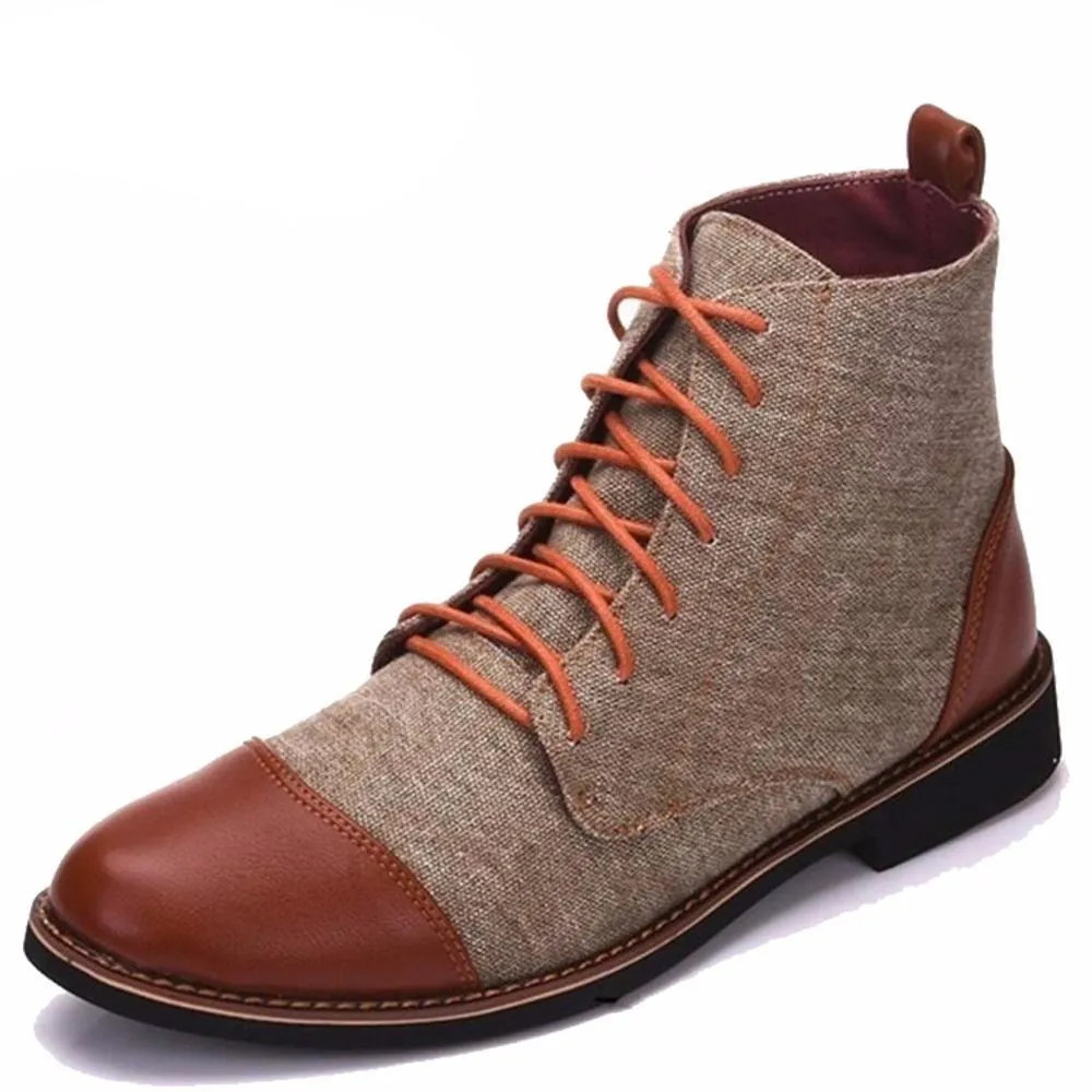 Men Boots Pointed Toe men Oxford Dress Shoes canvas men Casual Shoes ankle boots chaussures men Big Size 39-48
