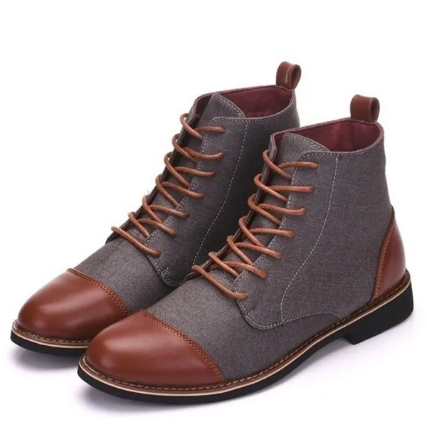 Men Boots Pointed Toe men Oxford Dress Shoes canvas men Casual Shoes ankle boots chaussures men Big Size 39-48