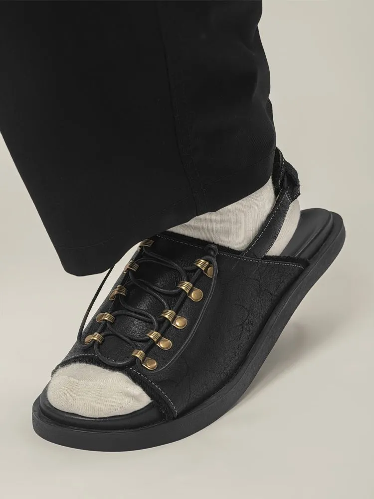 Men Platform Sandals Summer Casual Leather Beach Shoes