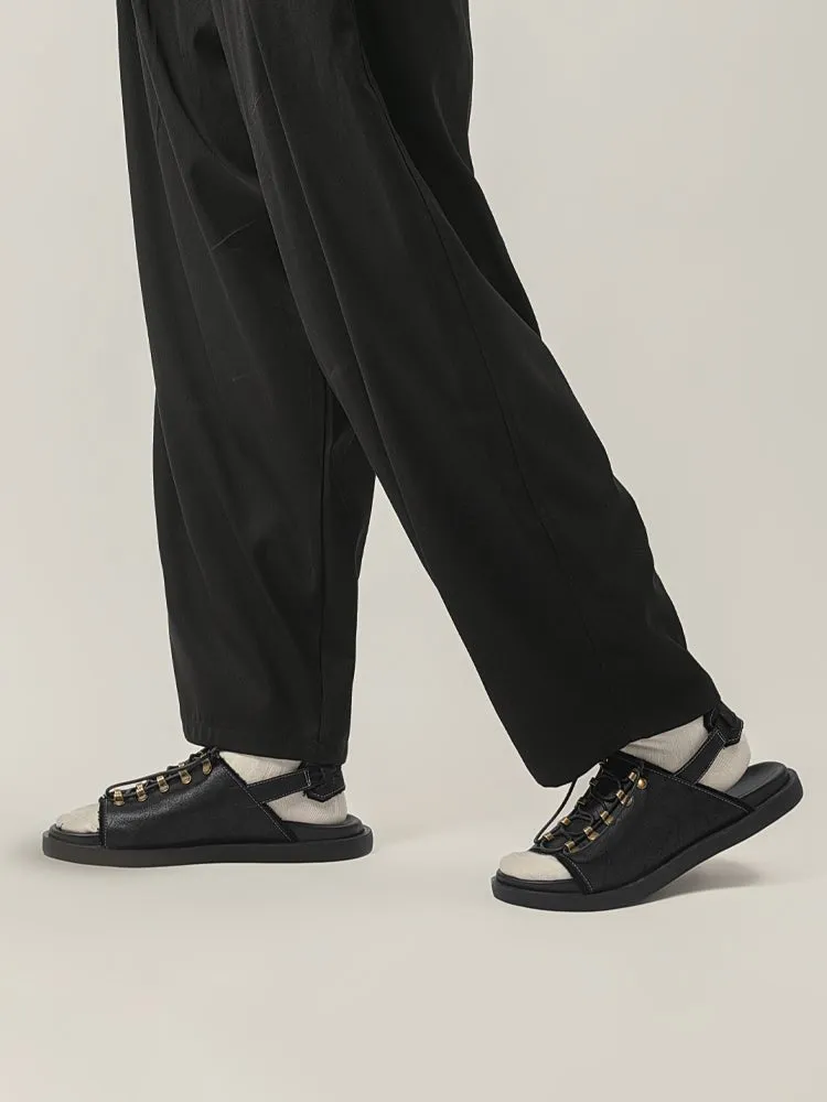 Men Platform Sandals Summer Casual Leather Beach Shoes