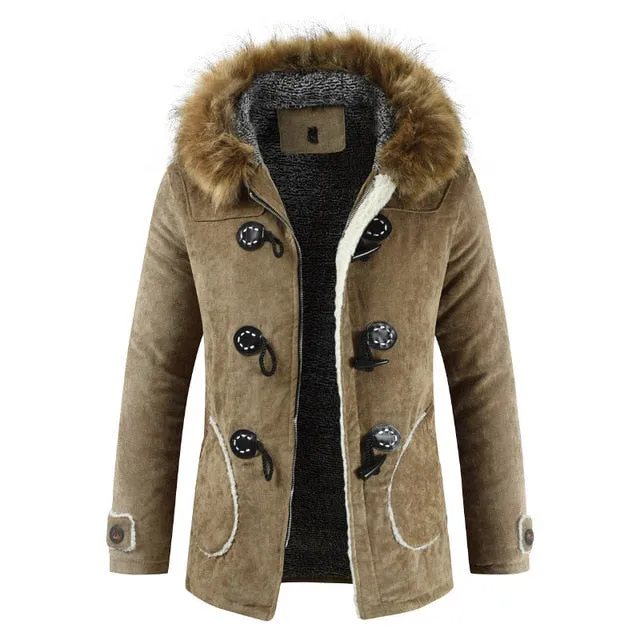 Men's Hooded Fur Collar Jacket Up To 3XL