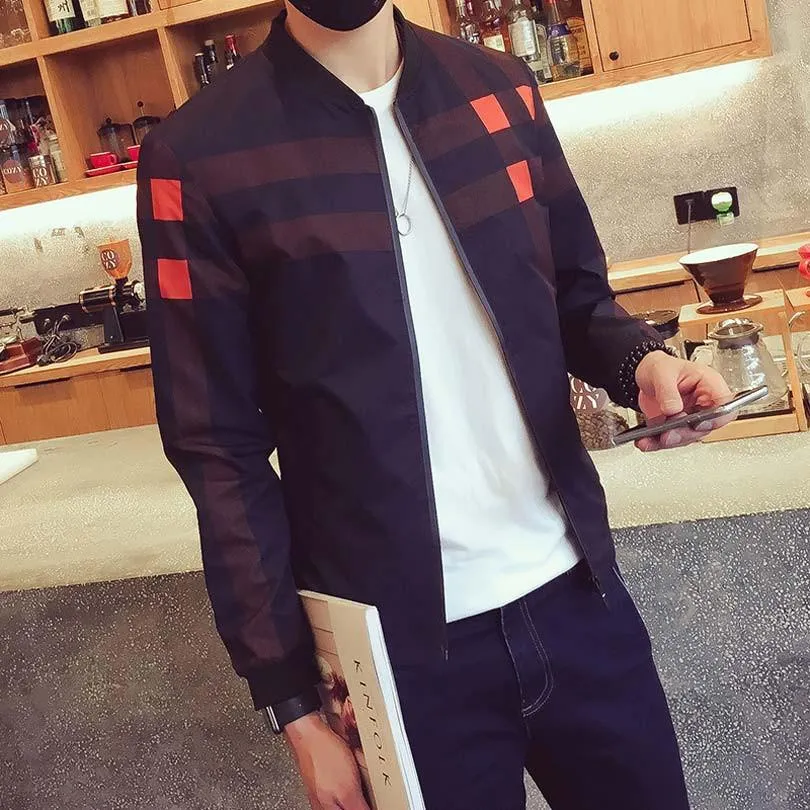 Men's Plaid Casual Zip Up Jacket