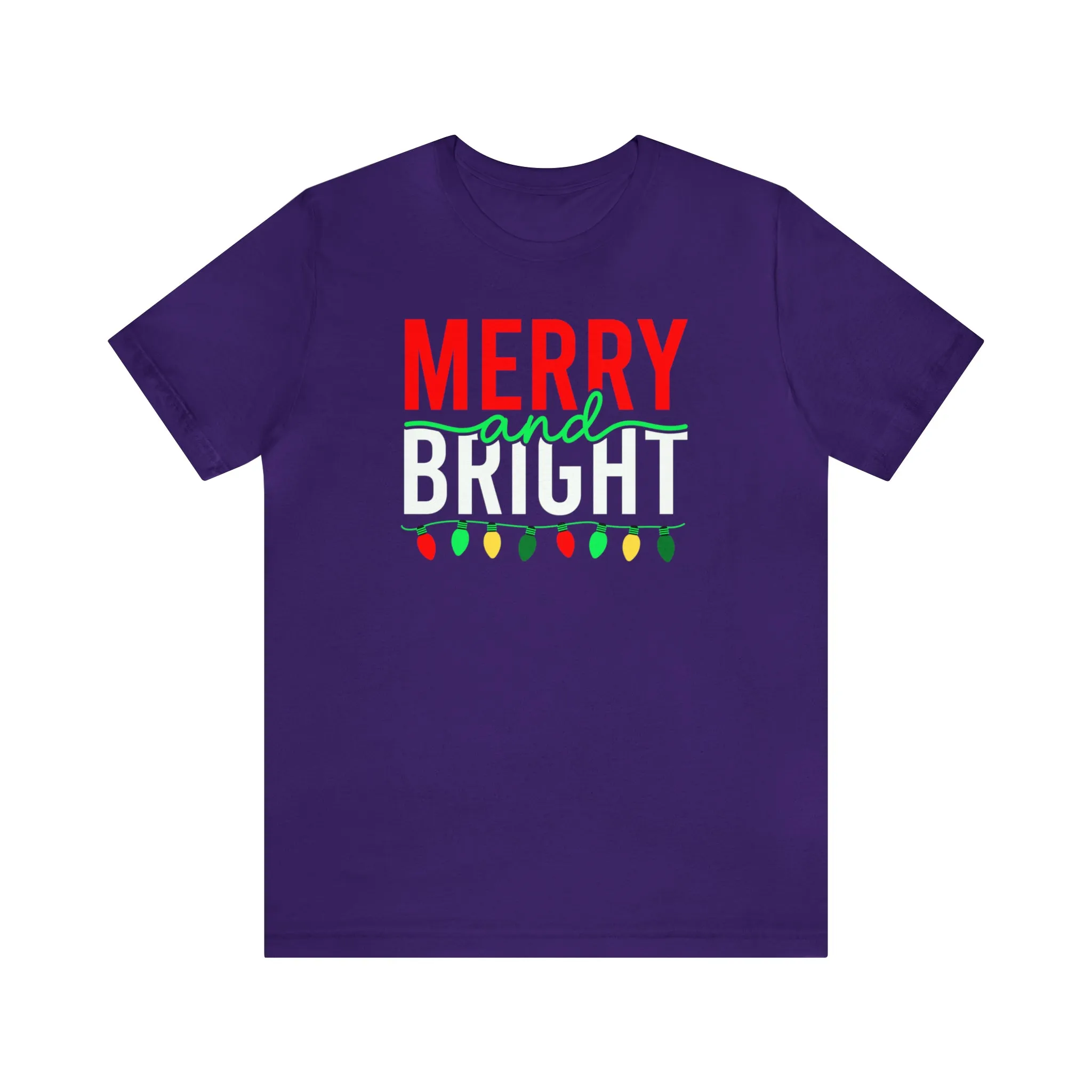 Merry and Bright Christmas T-Shirt | Festive XMas Tee |  Bella Canvas 3001 Unisex | Happy Holidays Short Sleeve T-Shirt