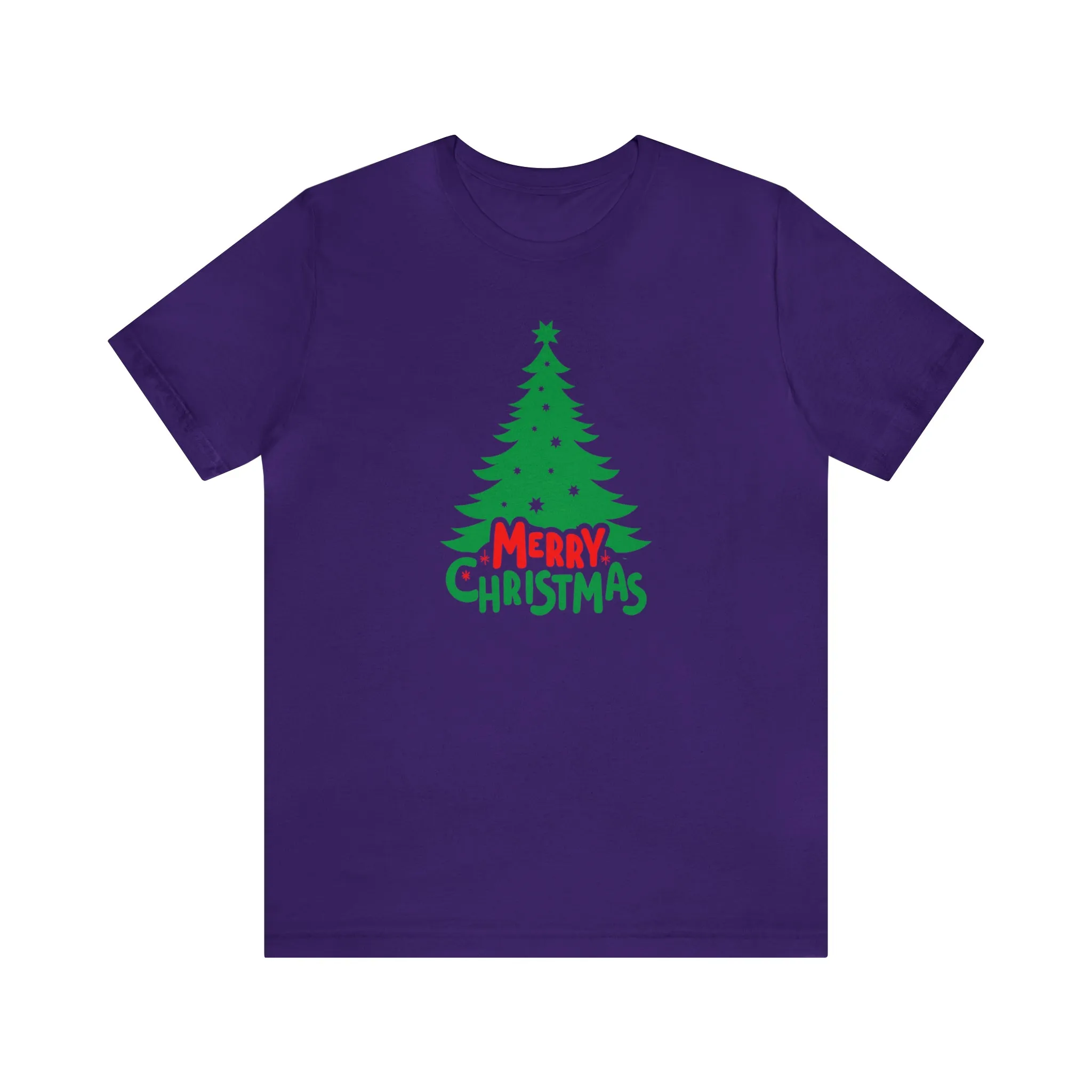 Merry Christmas Green Tree T-Shirt | Festive XMas Tee |  Bella Canvas 3001 Unisex | Happy Holidays Short Sleeve T-shirt