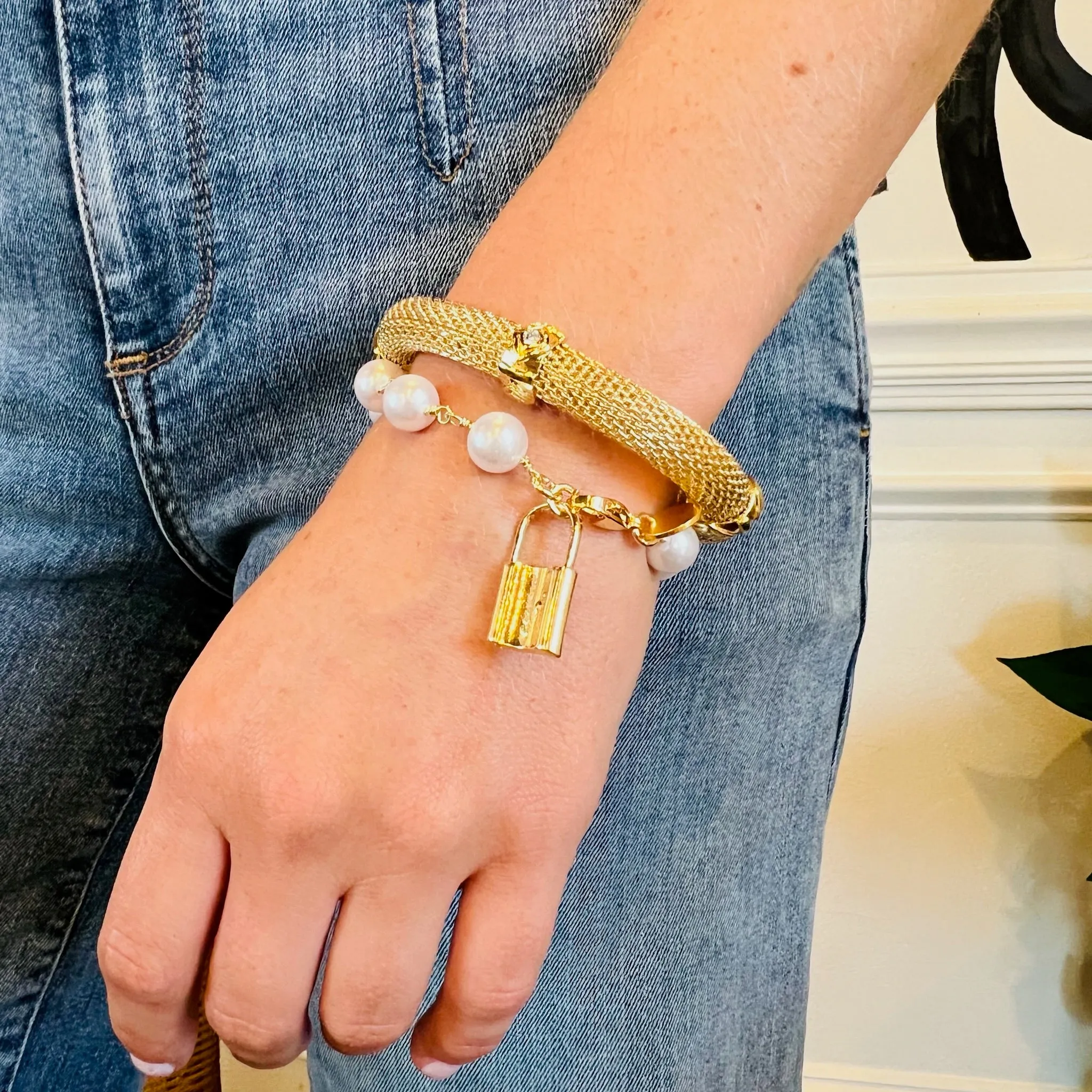 Mesh Evil Eye Bracelet Gold