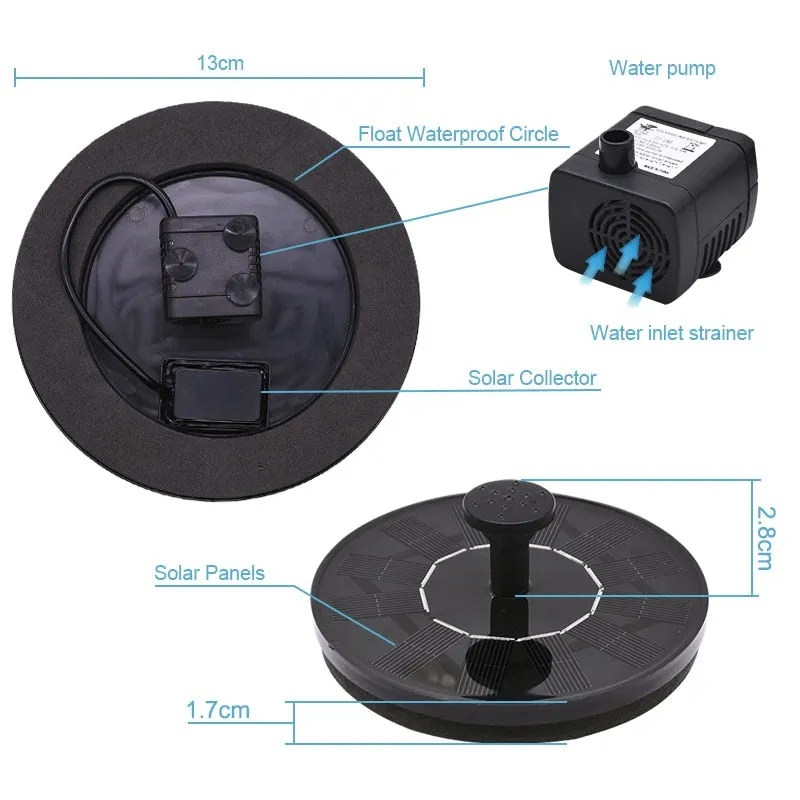 Mini Solar Outdoor Water Fountain for Pool and Garden