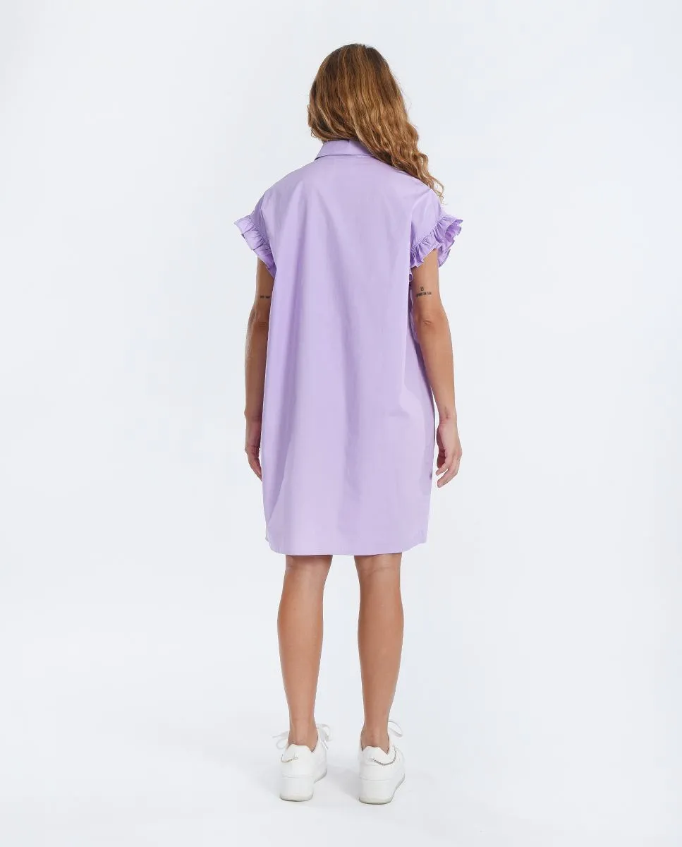 MOLLY BRACKEN GATHERED SHIRT DRESS - LILAC-WOVEN DRESS