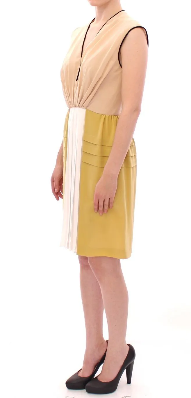 Multicolor Silk Sleeveless Above Knees Dress