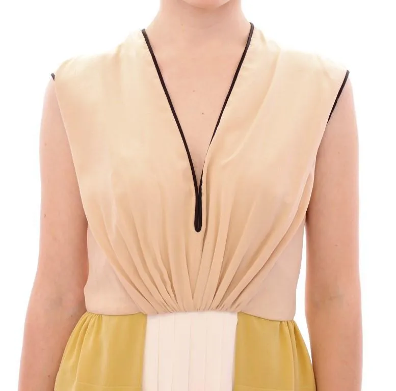 Multicolor Silk Sleeveless Above Knees Dress