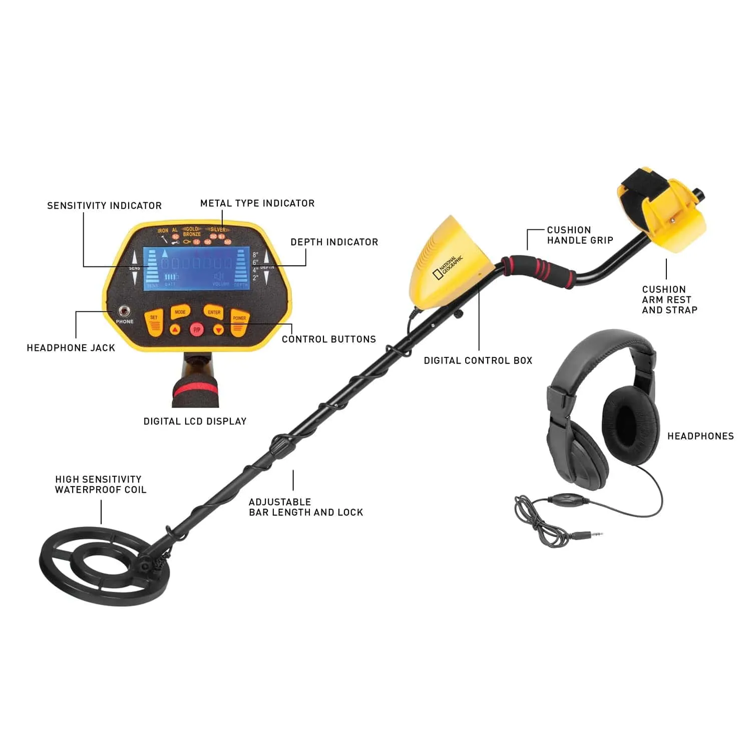National Geographic Digital Metal Detector w/Headphones - 80-20012