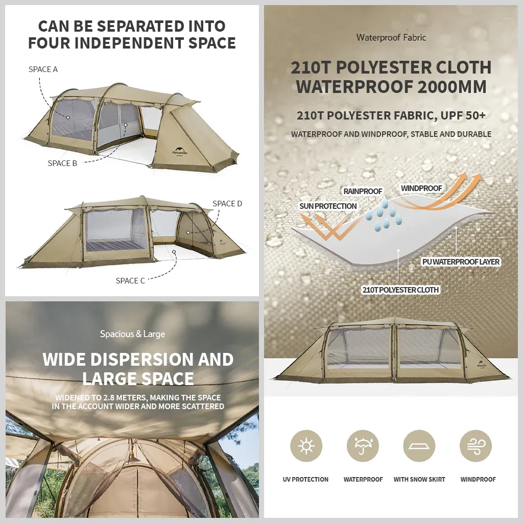 Naturehike - Aries Alpha Tunnel Tent- Khaki