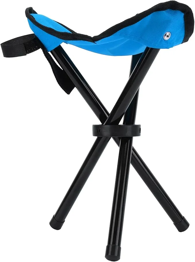 New Camping Tripod Stools, 3 Legs Folding Portable Tall Slacker Chair Lightweight Camping Tripod Seat Garden Lawn for Outdoor Hiking Hunting Fishing (Blue)