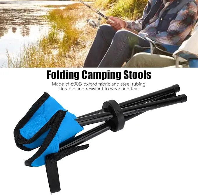 New Camping Tripod Stools, 3 Legs Folding Portable Tall Slacker Chair Lightweight Camping Tripod Seat Garden Lawn for Outdoor Hiking Hunting Fishing (Blue)