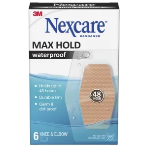 Nexcare Max Hold Waterproof Knee & Elbow 6 Pack