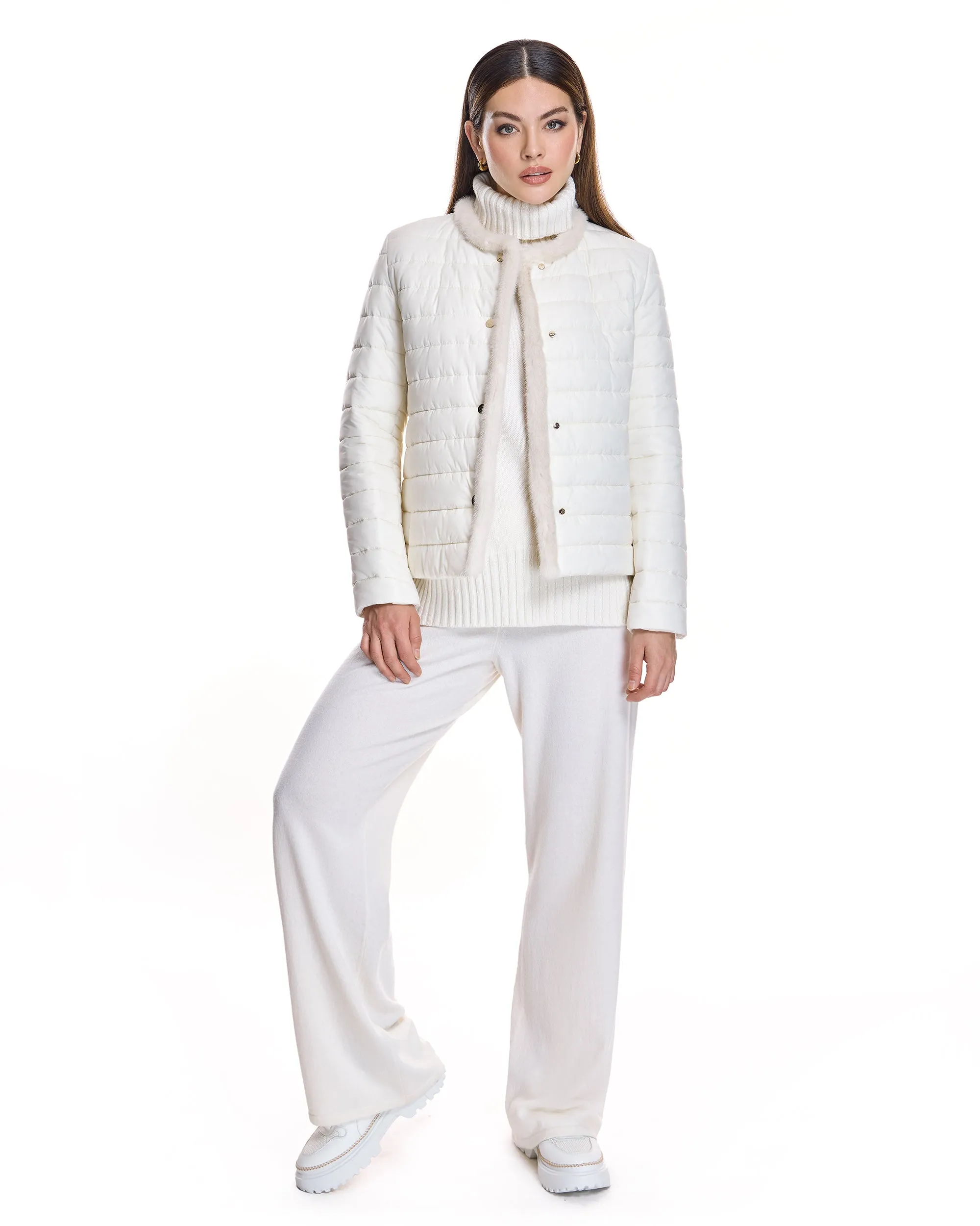 Nylon Jacket with Mink Trim