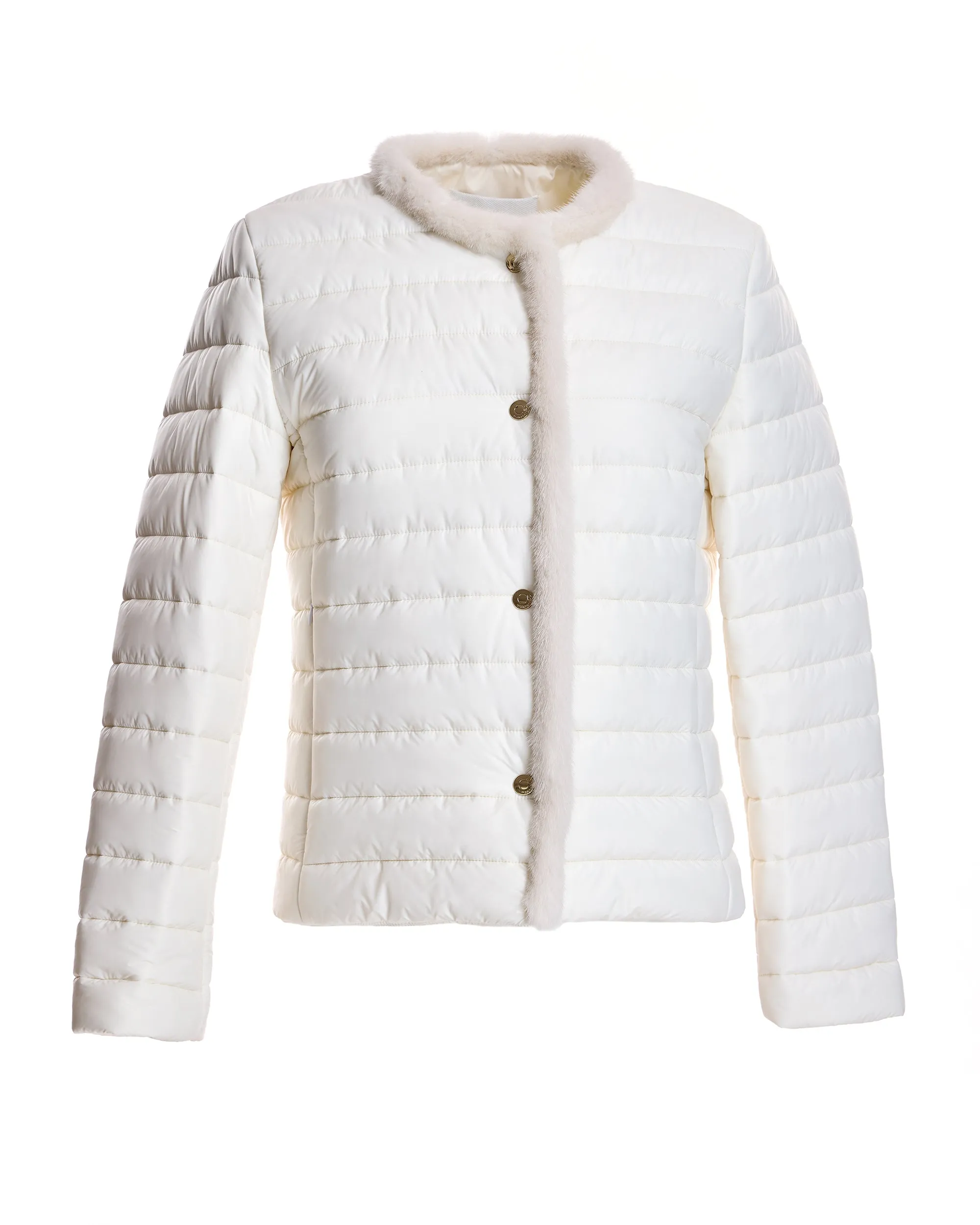 Nylon Jacket with Mink Trim