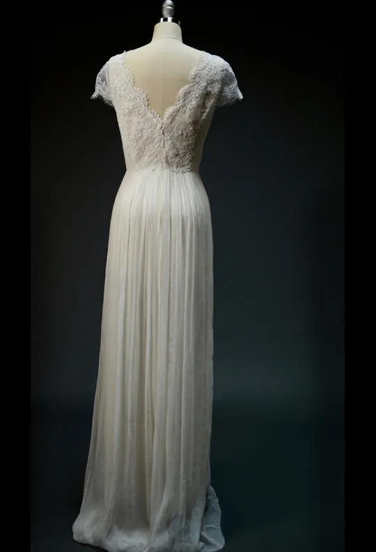 ON6190 Ethereal Lace Detachable Trained Wedding Dress