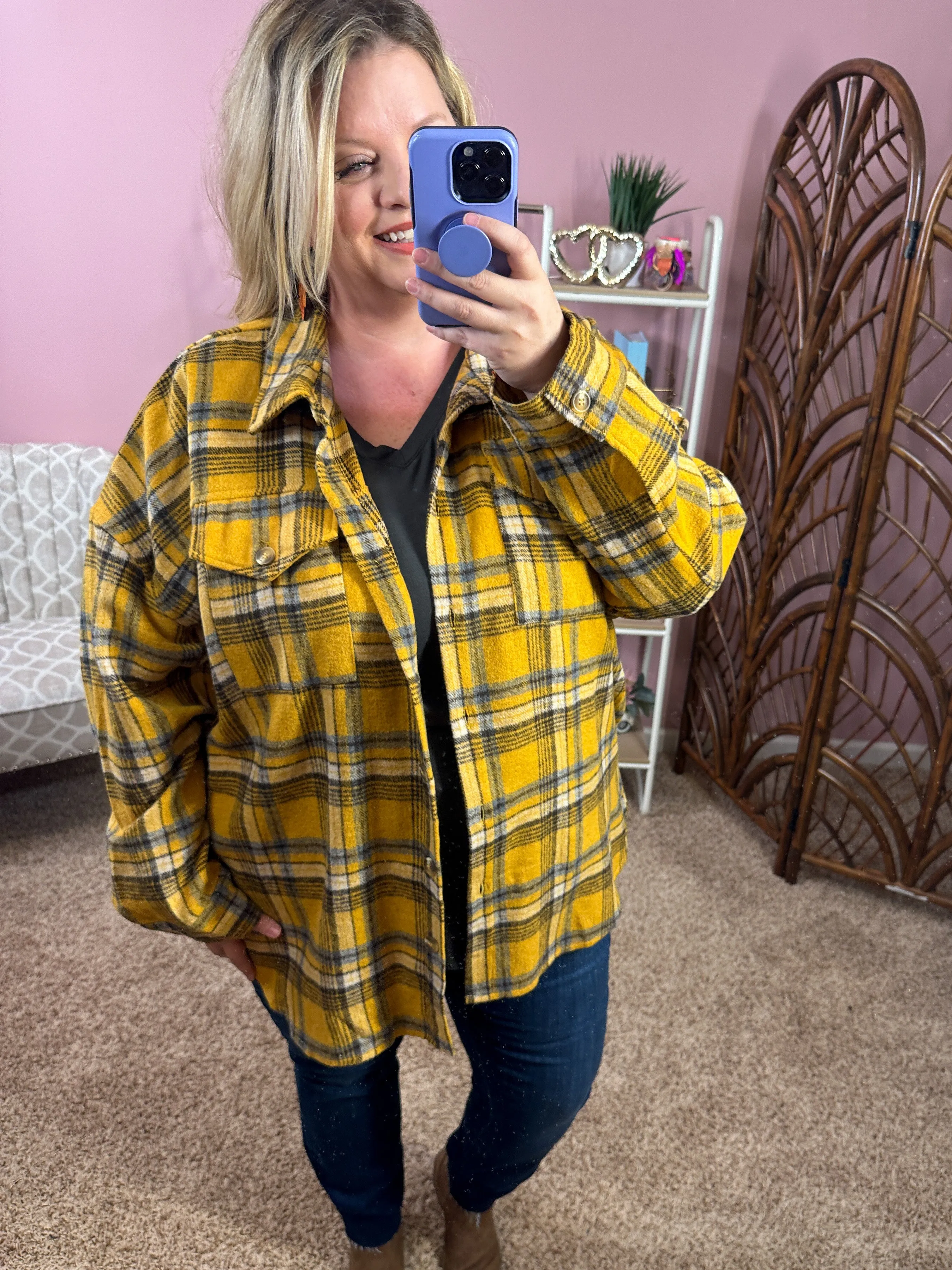 Outdoor Adventure Plaid Shacket - Butterscotch Flannel