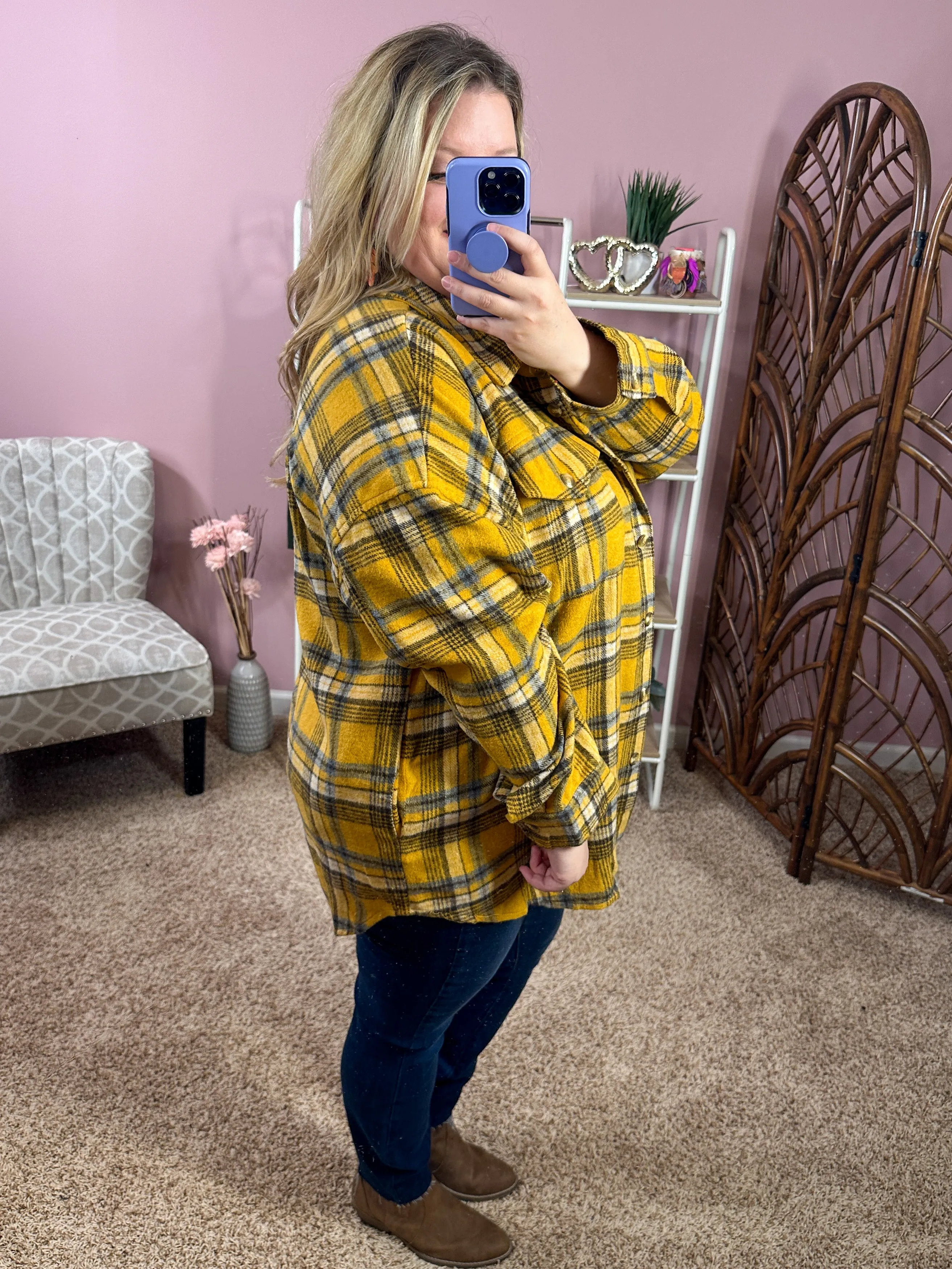 Outdoor Adventure Plaid Shacket - Butterscotch Flannel
