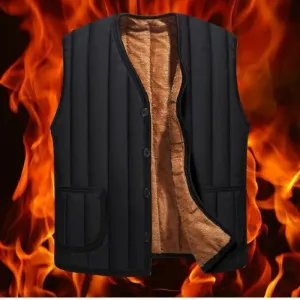Outdoor Men’s Fleece Vest – Thick Sleeveless Jacket, Stripe Design, Warm Autumn Winter Waistcoat C15