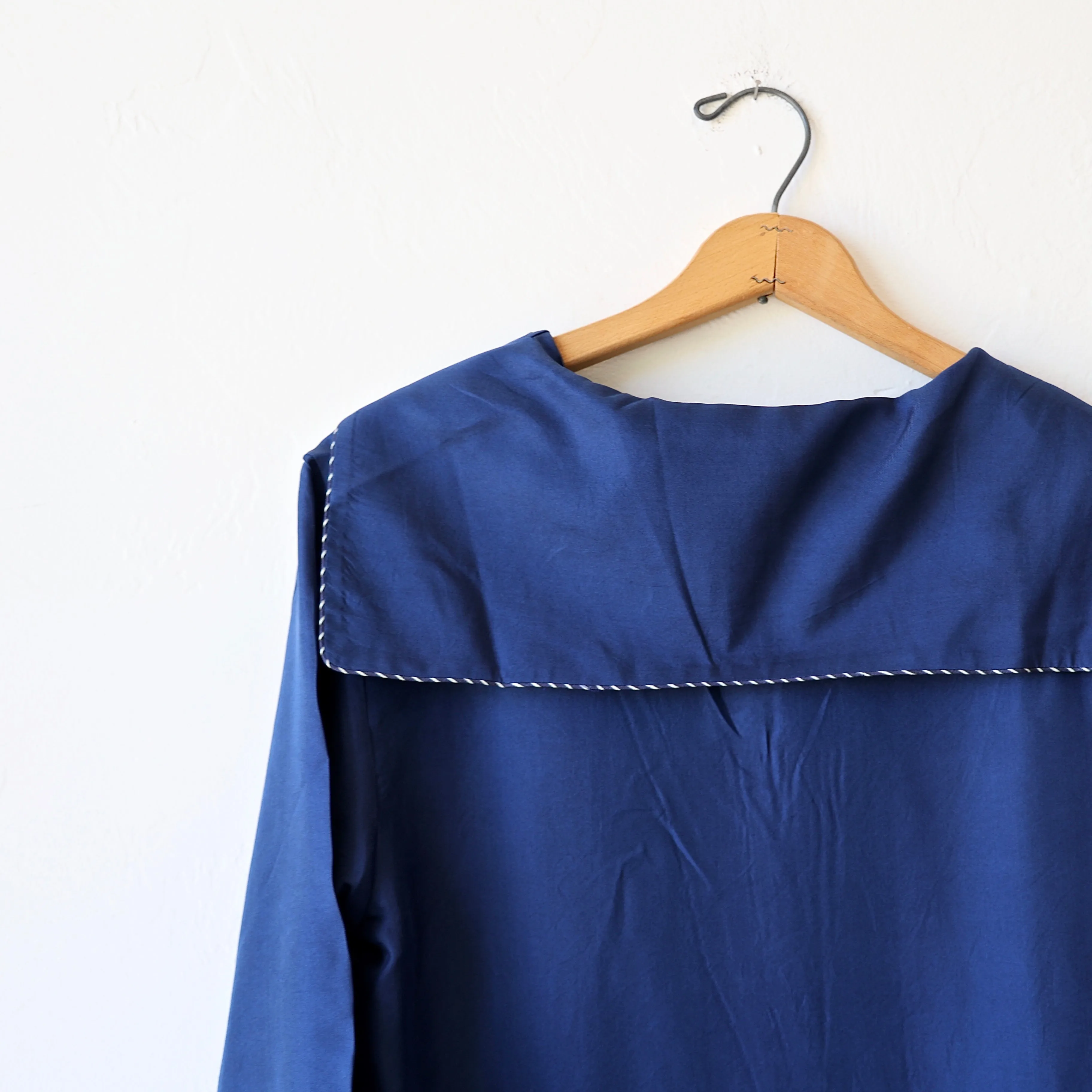 P. Le Moult Sailor Collar Silk Night Dress - Midnight