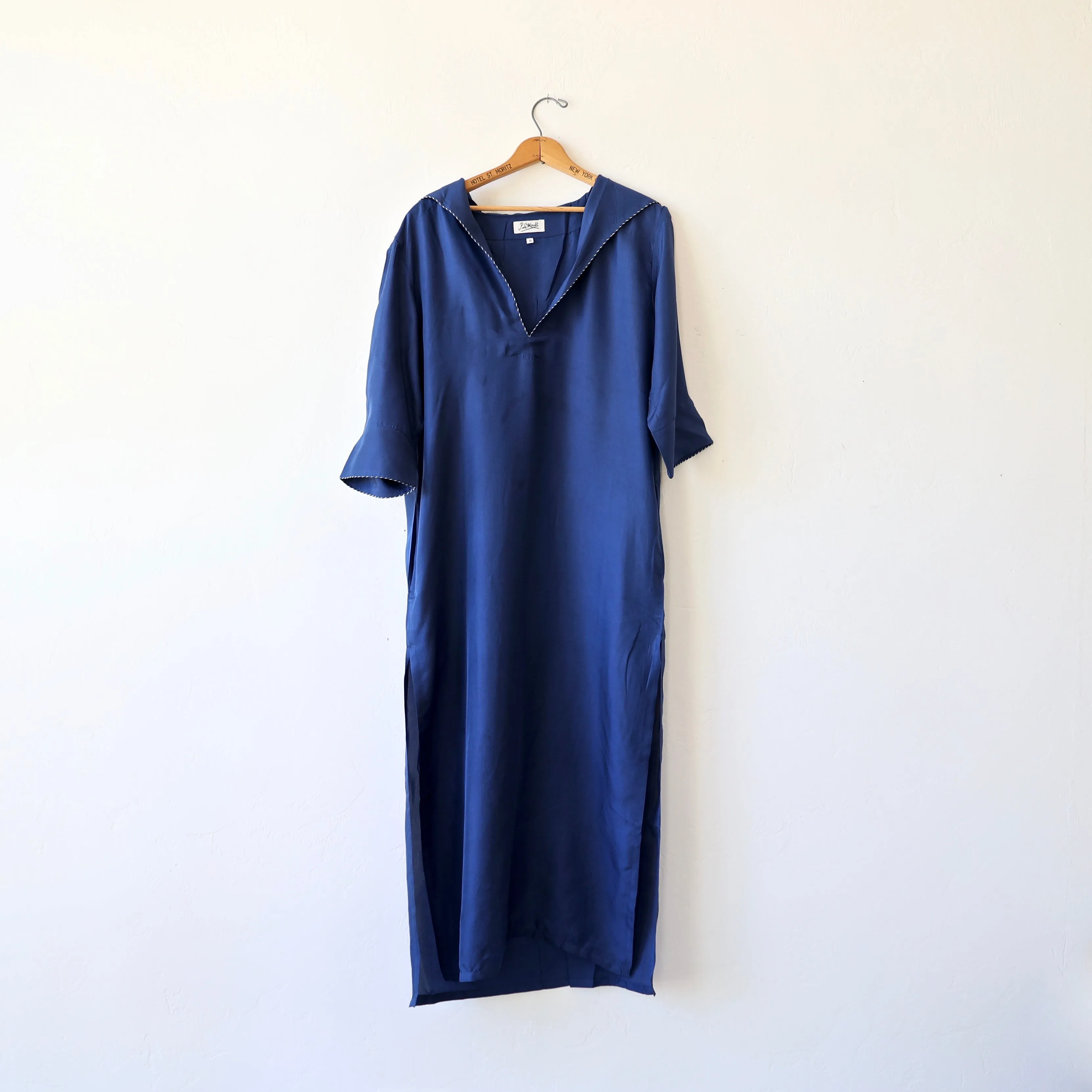 P. Le Moult Sailor Collar Silk Night Dress - Midnight