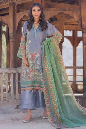 Pakistani designer cotton embroidered outfit in xenon blue color # P2367