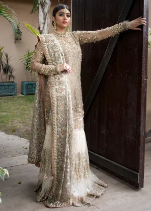 Pakistani designer embroidered white gharara dress # B3359