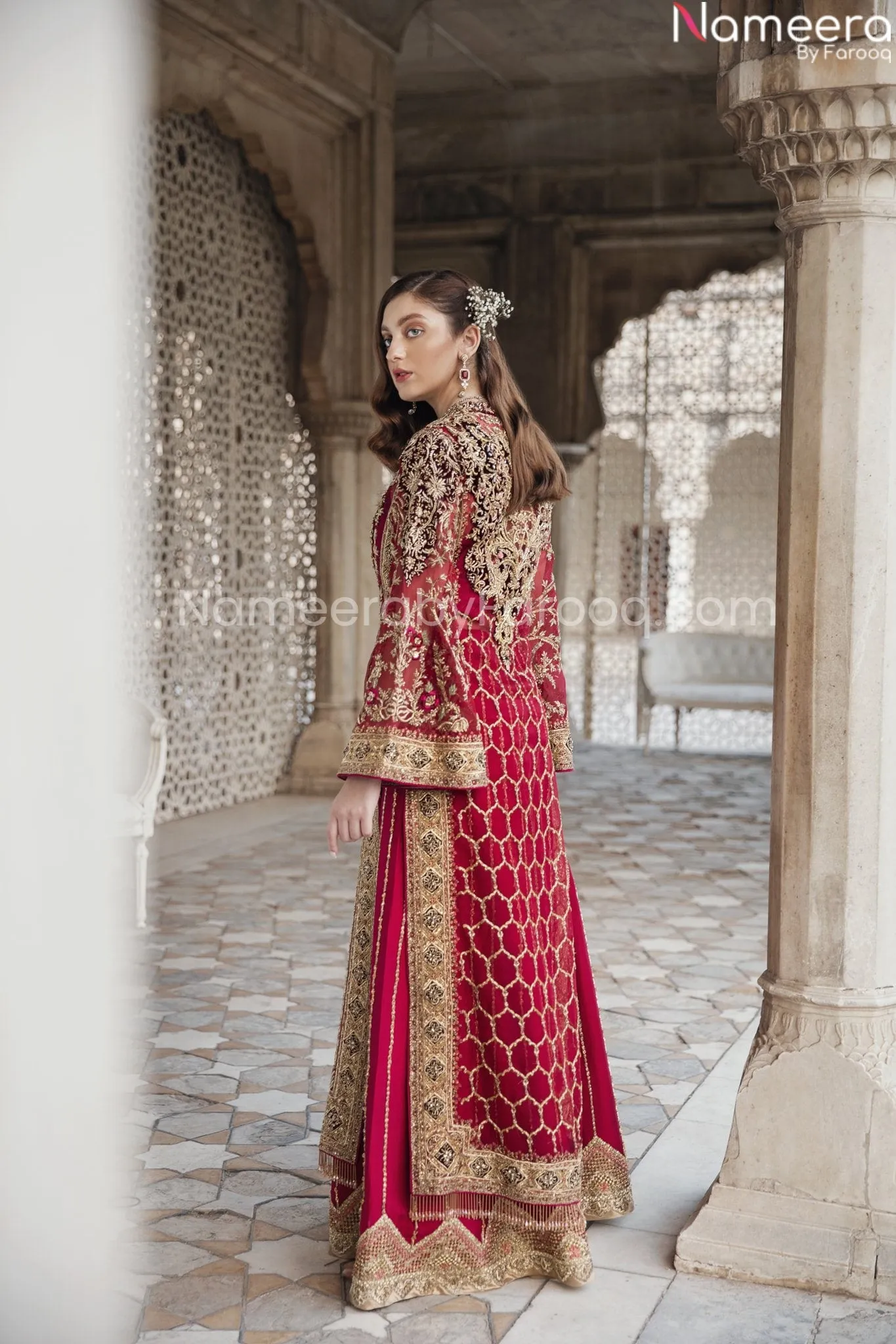 Pakistani Designer Red Wedding Party Dress #PN768